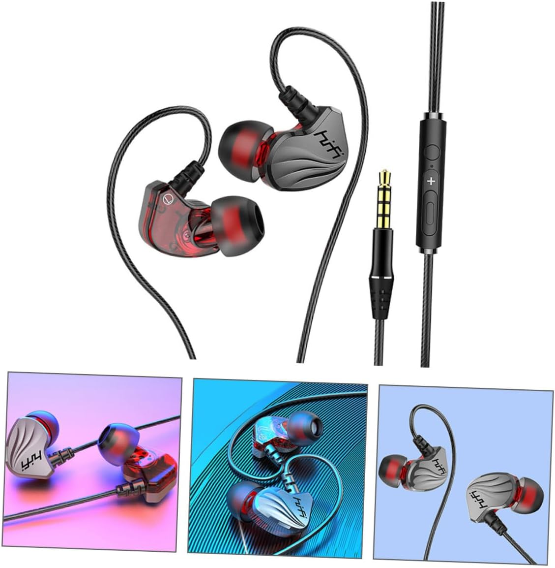 OKUMEYR 3.5Mm Plug In-Ear Headphones Wired Earphones for Phone and Tablet Universal Heavy Bass In-Ear Headset Gunmetal Color Compatible Mobile Devices image number 6