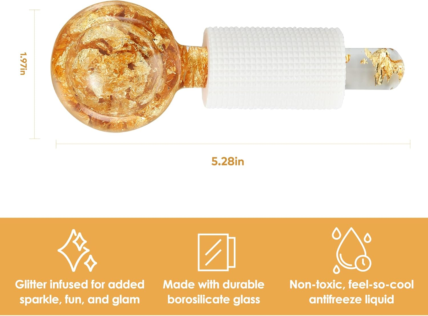 Lazzybeauty Ice Globes for Facial, Cooling Globes Set for Eye & Neck, Cold Glass Ice Roller Ball, Cryo Sticks Face Globes, Tighten Skin, Reduce Puffiness and Dark Circles, Enhance Circulation, Gold image number 6