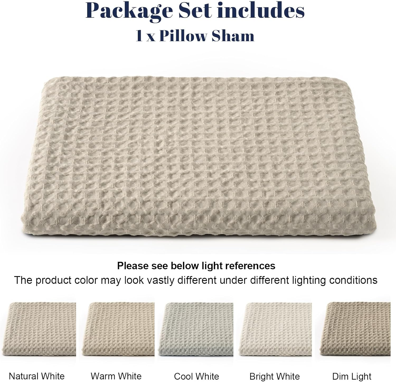 PHF Ultra Soft Waffle Weave Body Pillowcase 20" X 54", No Insert, Breathable & Skin-Friendly Body Pillow Sham with Zipper, Decorative Waffle Weave Body Pillow Cover, Linen image number 6