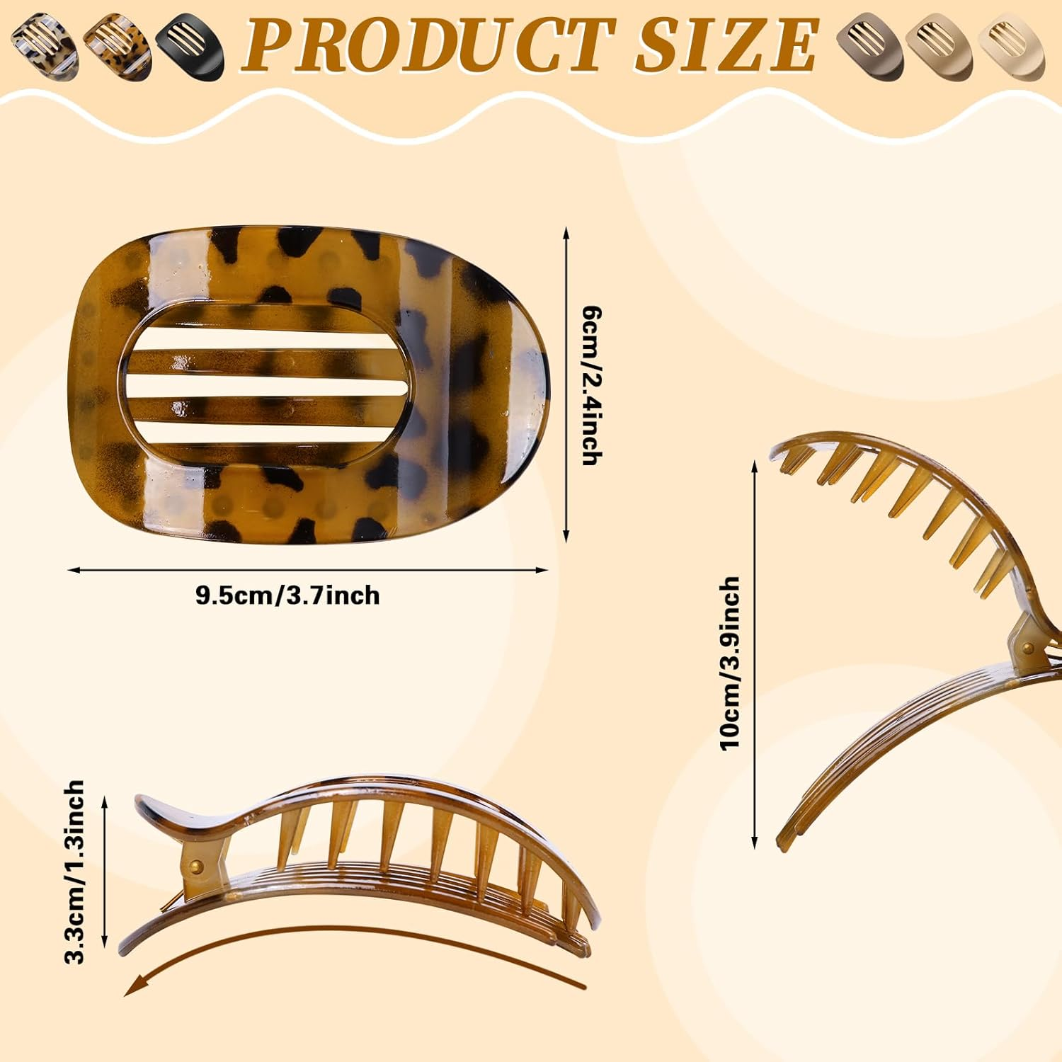 Moerstar Pack of 6 Women'S Hair Clips, Large Simple Elegant Non-Slip Flat Claw Clip Strong Hold Hair Clips for Thick Thin Fine Hair Women Girls (Style 4)