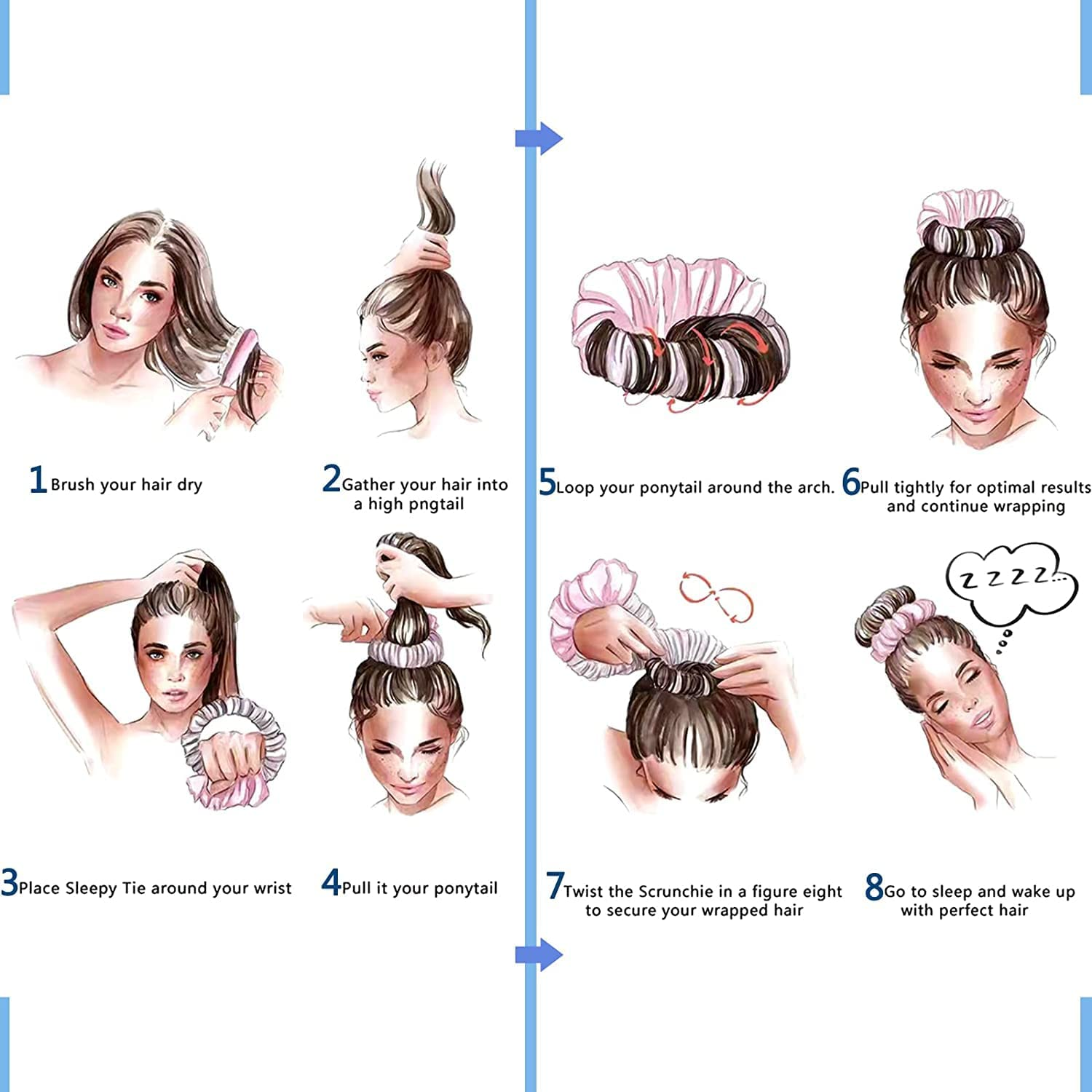 LEIAOLY Ladies Heatless Curling Iron, Headband Heatless Curling Iron for Long Hair Sleep Overnight Silk Curling Iron Heatless Curling Iron Headband, Wave Curling Iron, Soft Foam Curling Iron (Blue) image number 2