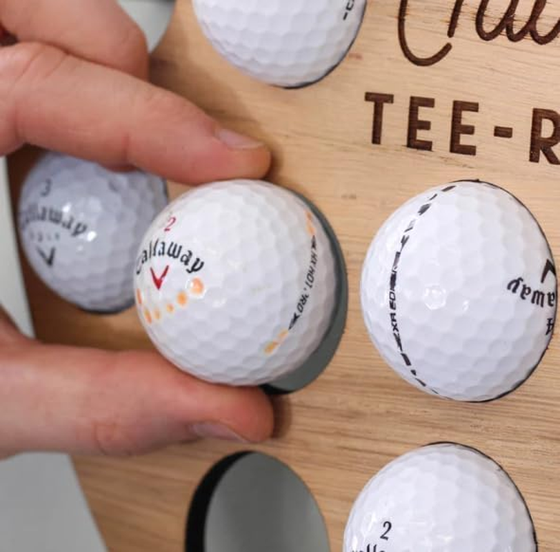 Creative Golf Collection Wall Hanging Golf Ball Wall Storage Rack Home Organization and Storage Organizer Holder Wooden Circular Mount (34 Holes) image number 1