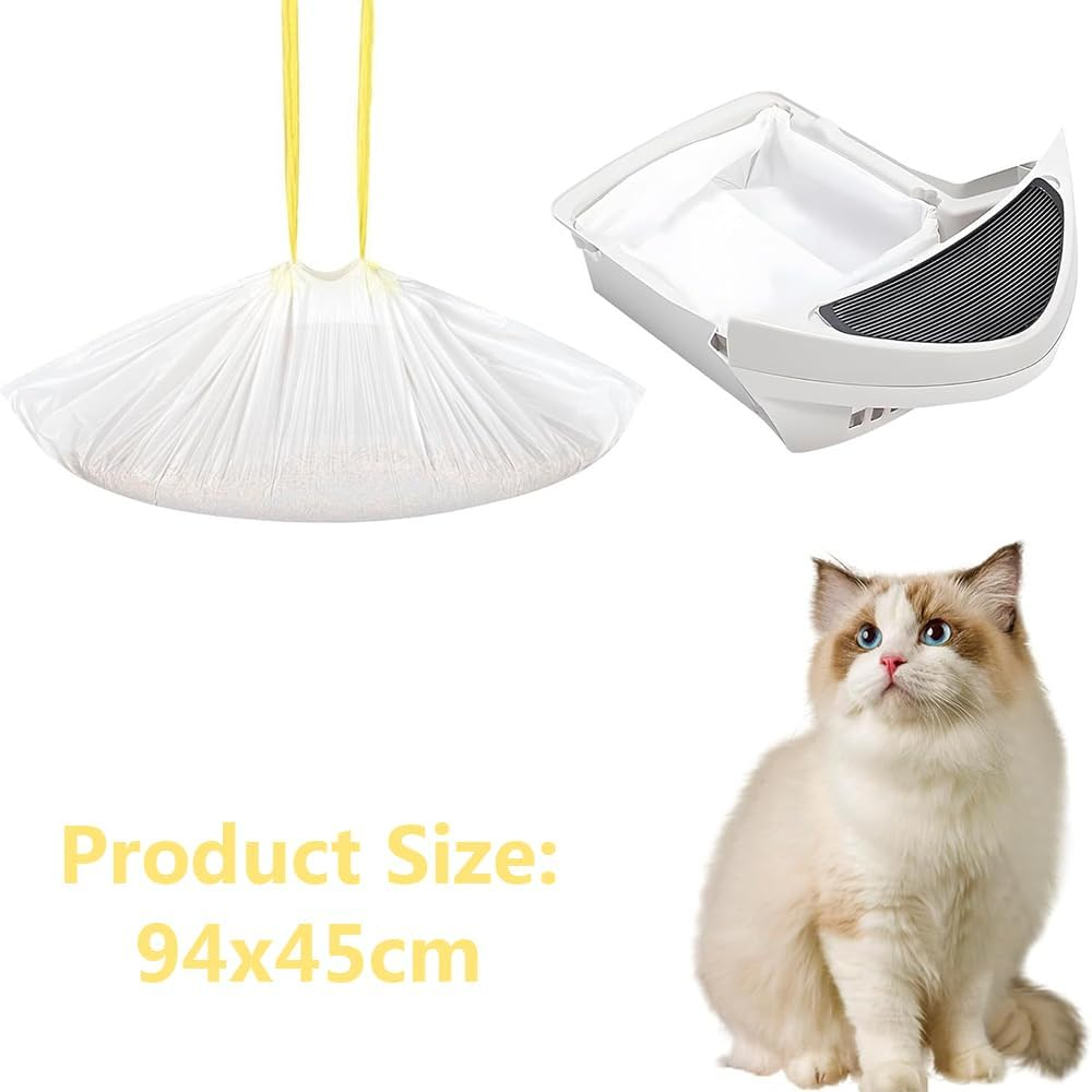 Leak-Proof Cat Litter Bags, Pussy Trash Box Liners with Drawstring, Heavy Duty, Easy Clean-Up Liner, for Cat Litter Pan (94 X 45Cm, 10-Pack) image number 5