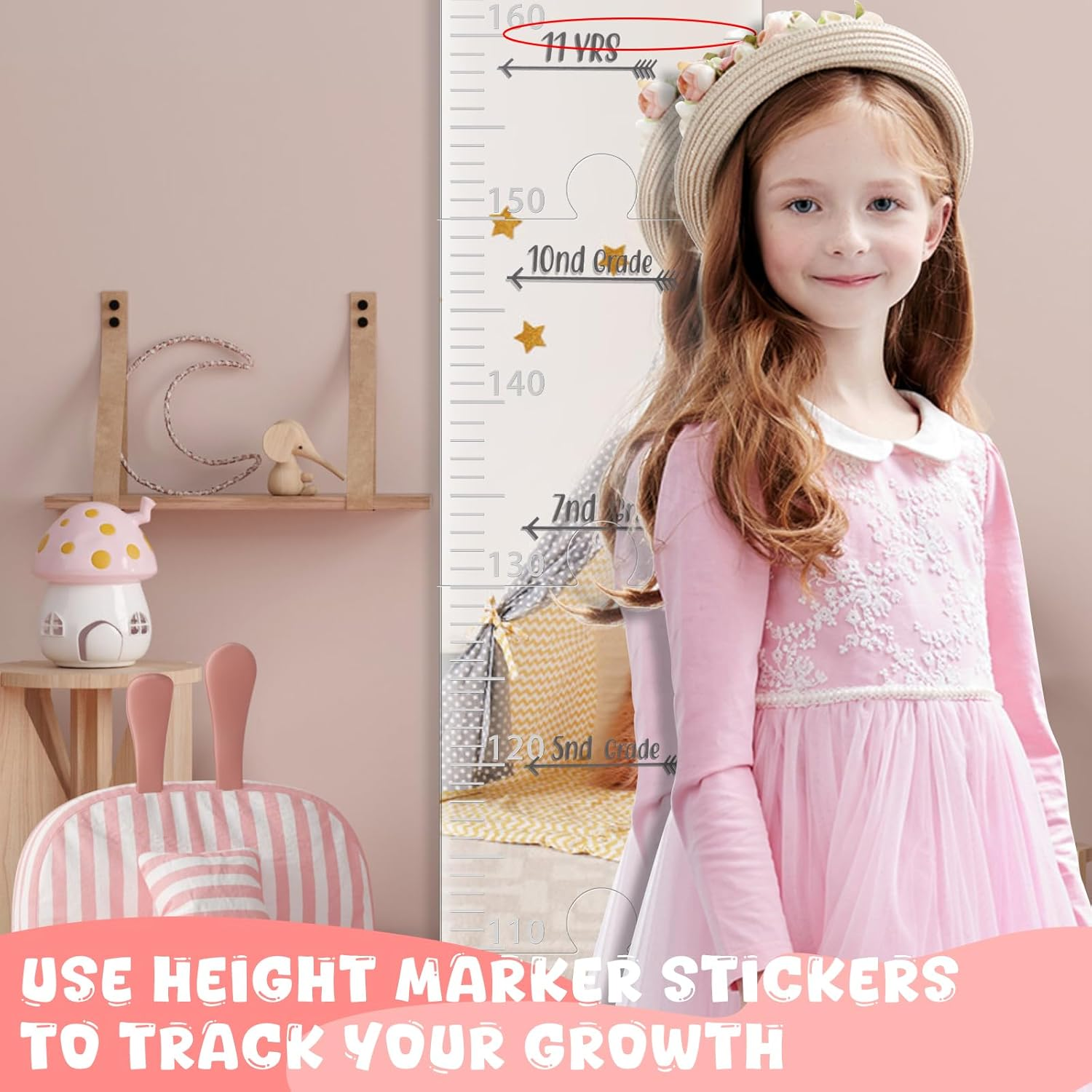 Fwqofvk 3 in 1 Acrylic Mirror Growth Chart for Kids, Decorative Wall Growth Chart Mirror, Puzzle Growth Chart Mirror, Height Measuring Puzzle Mirror for Home Nursery 25X29.5Cm image number 5