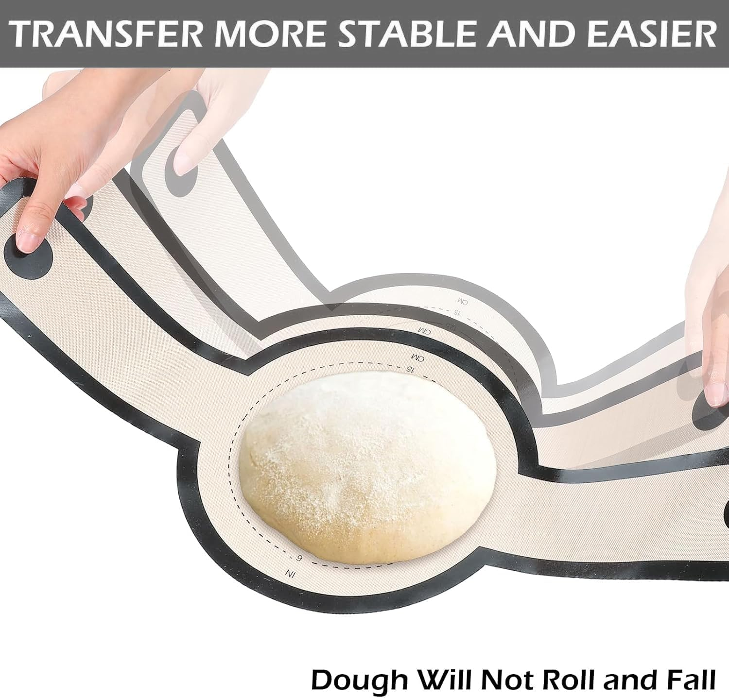 2PCS Silicone Bread Sling Oval and round for Dutch Oven, Silicone Bread Baking Mat with Extra Long Handles for Sourdough Transfer, Nonstick＆Reusable Bread Baking Mat, Gray image number 4