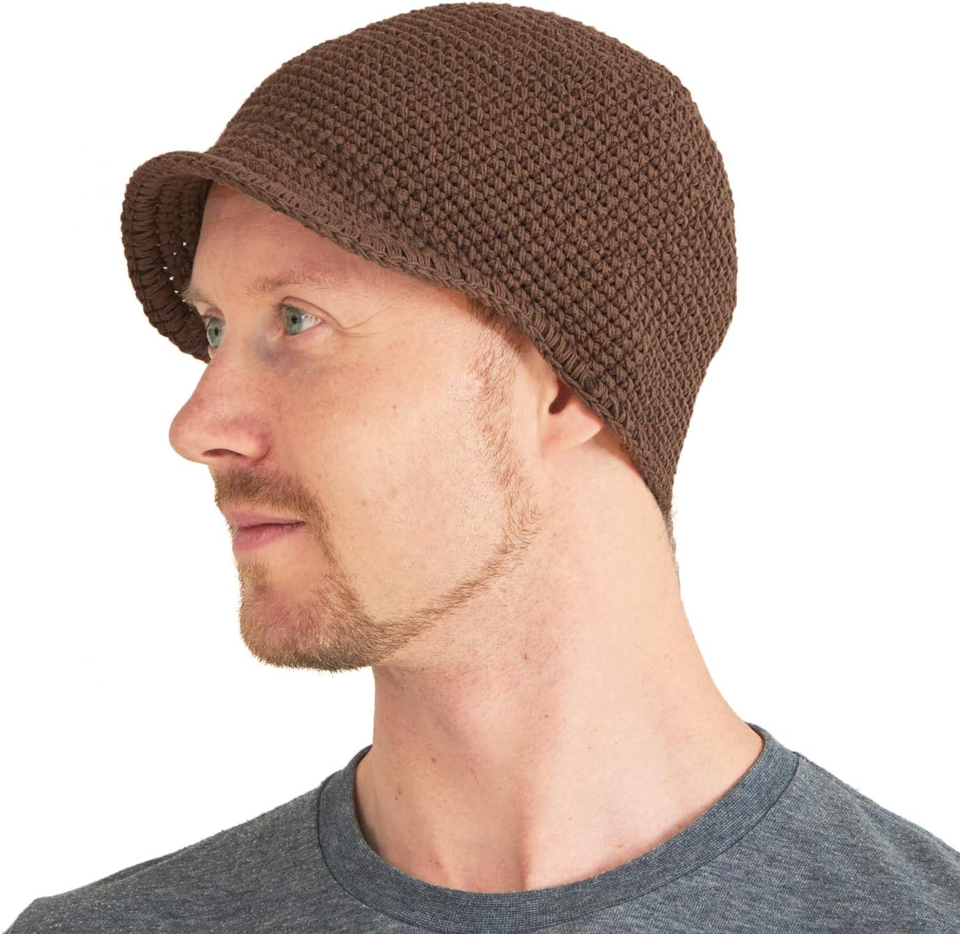 CHARM Mens Kufi Beanie Hat - Billed Skull Cap Cotton Chemo Hat Sensitive Skin
