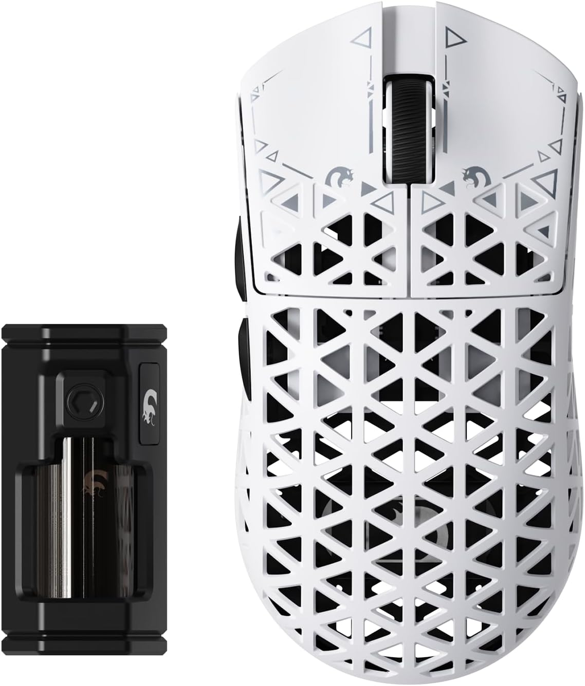 MAMBASNAKE M5 Ultra 39G Carbon Fiber Wireless Mouse, 42K DPI PAW3950 Sensor, 8Khz Polling Rate Gaming Mouse, Tri-Mode 2.4Ghz/Bt/Wired Computer Mice, Web Driver, for Win/Mac/Fps/Moba/Esports-White