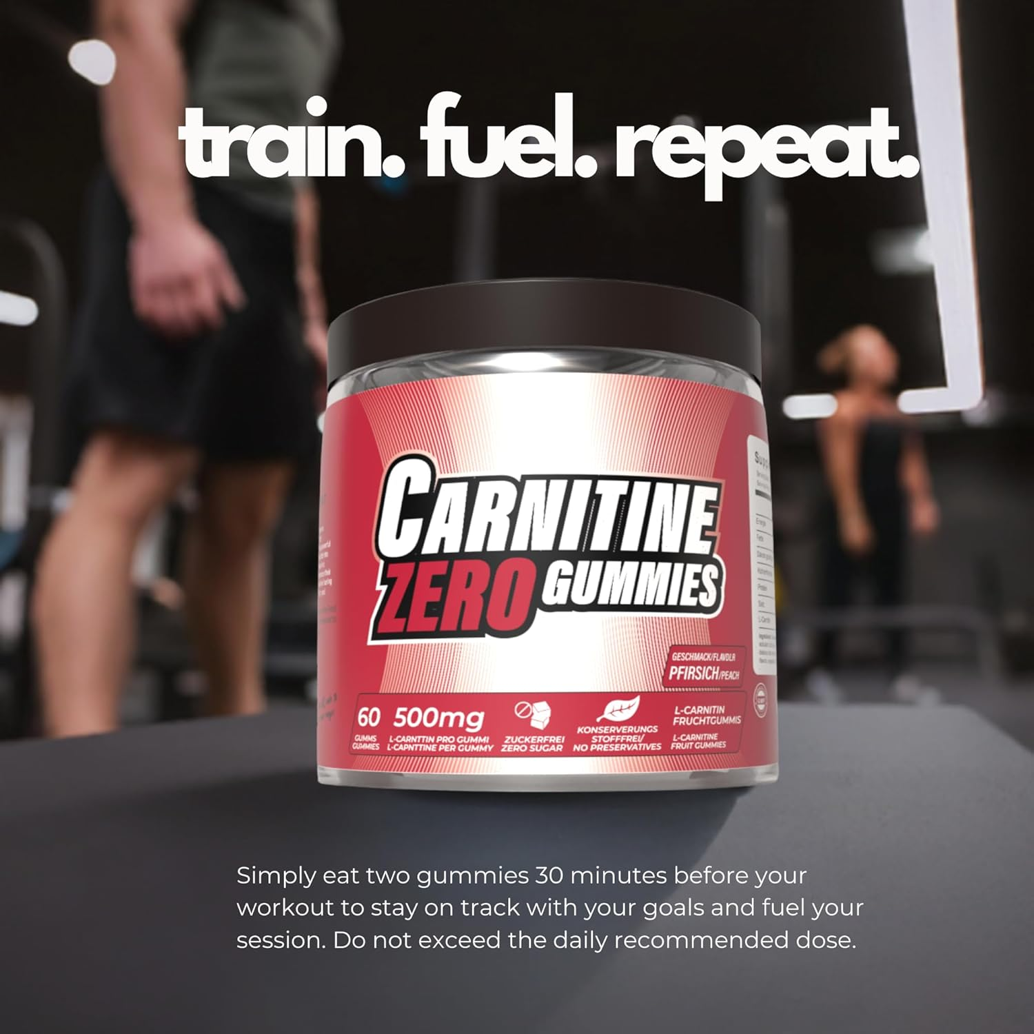 L-Carnitine Gummies 1000Mg &ndash; L-Carnitine Supplement for Natural Energy & Active Lifestyles &ndash; Tasty & Convenient &ndash; 60 Gummies, Peach Flavored - 30 Serves image number 1