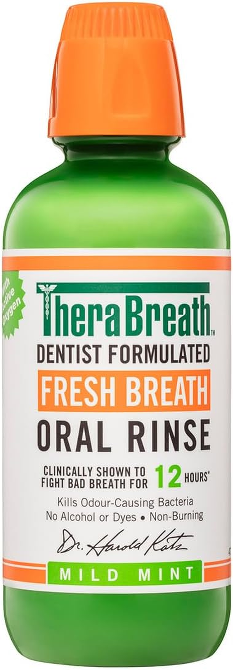 Therabreath Oral Rinse Mouthwash - Fights Bad Breath - Dentist Formulated - Alcohol-Free - Oral Hygiene Products - Dental Care - Mild Mint Flavour - 473Ml image number 6