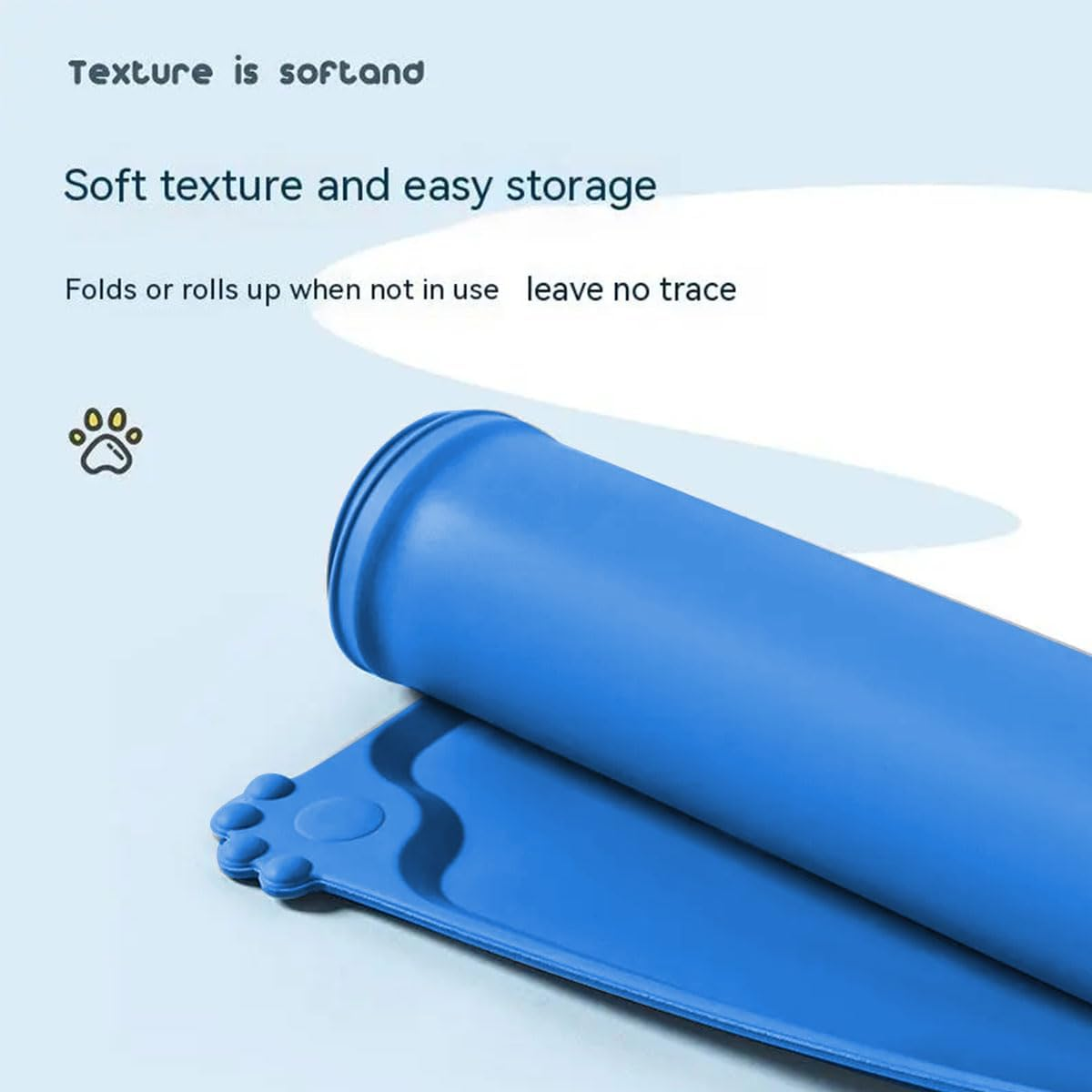 Non-Slip Dog Bowl Mat, Silicone Dog Bowl Mat, Dog Feeding Mat, Silicone Pet Food Mat, Waterproof Cat and Dog Mat, Suitable for Cats and Dogs, Blue, 48 X 30 Cm image number 3