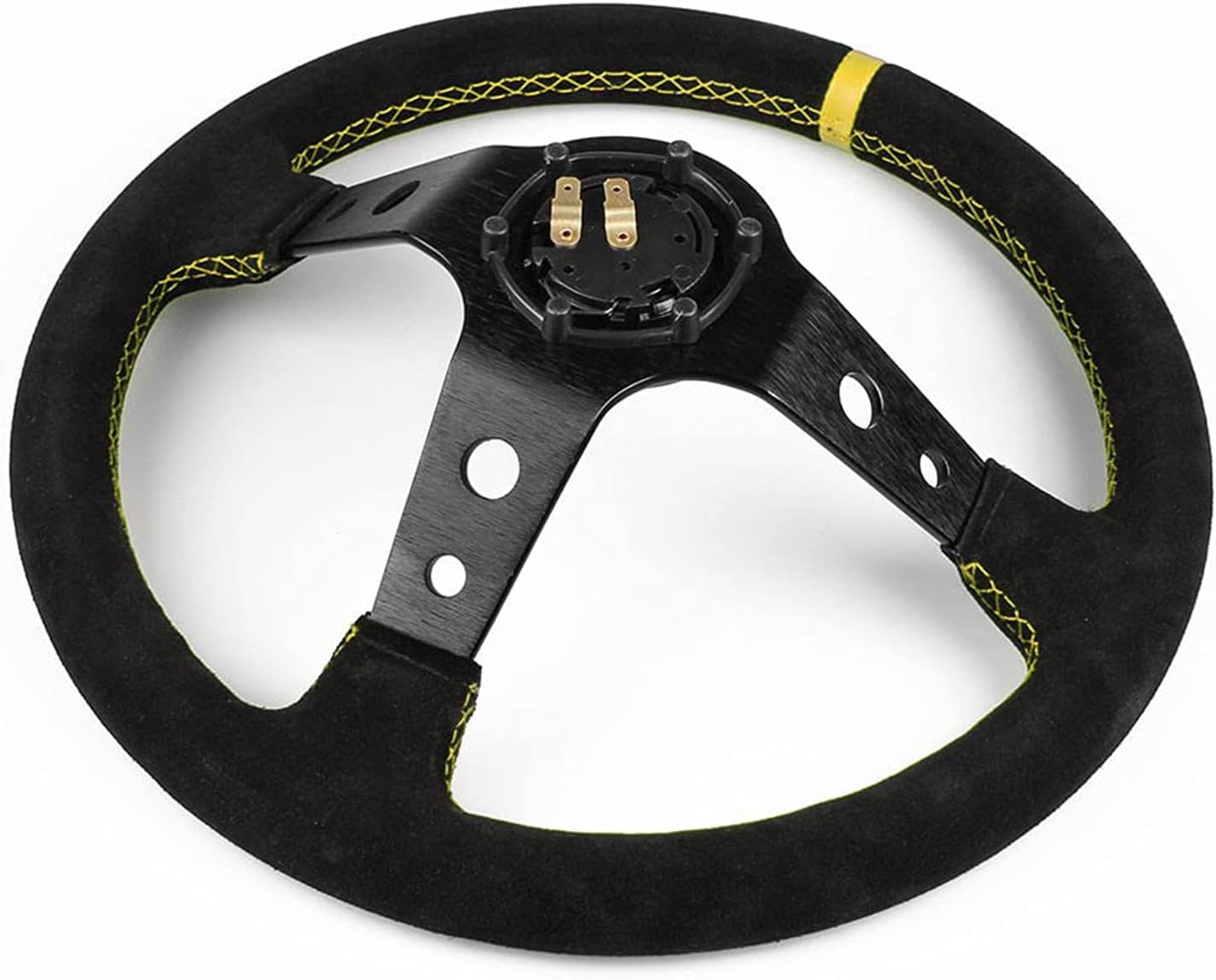 Leather Steering Wheel 350Mm 6 Bolt Suede Leather Sport Racing Drifting Modification image number 1