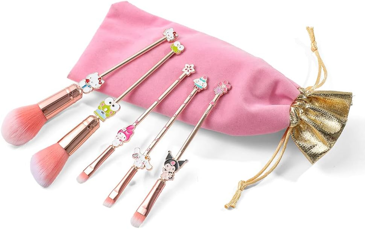 Rongji Jewelry Marie Cartoon Cat Makeup Brushes - 5Pcs Cute Animal Designed Soft Pink Makeup Brushes Set, Professional Cosmetic Tool Kit Pink Drawstring Bag Included for Girls and Women (5PCS Kuu) image number 3