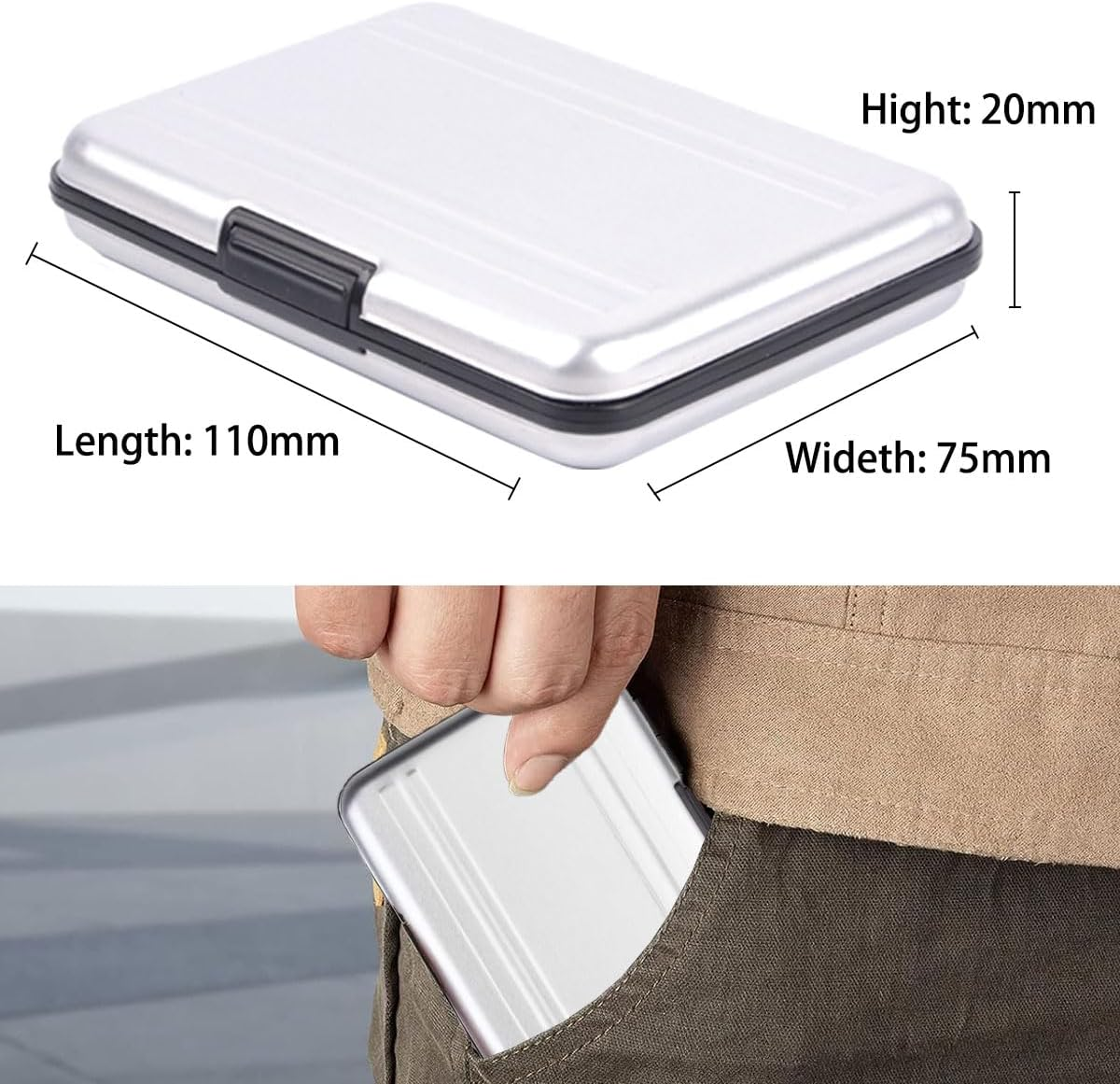 16 Slots Memory Card Holder, Shock Resistant Portable Aluminum Alloy Hard Shell TF Memory Card Holder Organizer Case Storage for 8 SD Cards and 8 TF Cards, Silver image number 2