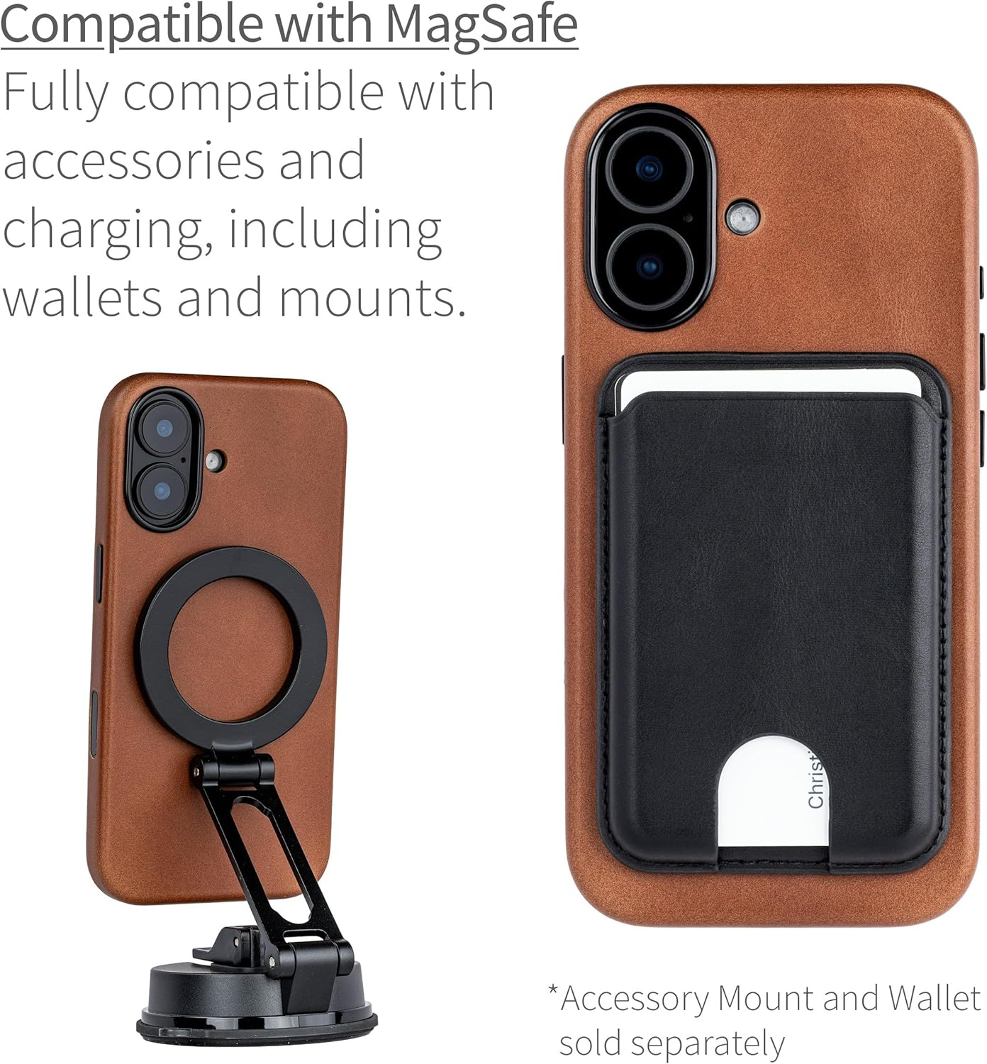 Dockem Genuine Leather Case for Iphone 17 Compatible with Magsafe, with Capacitive Camera Control Button (MSGL, Brown) image number 6