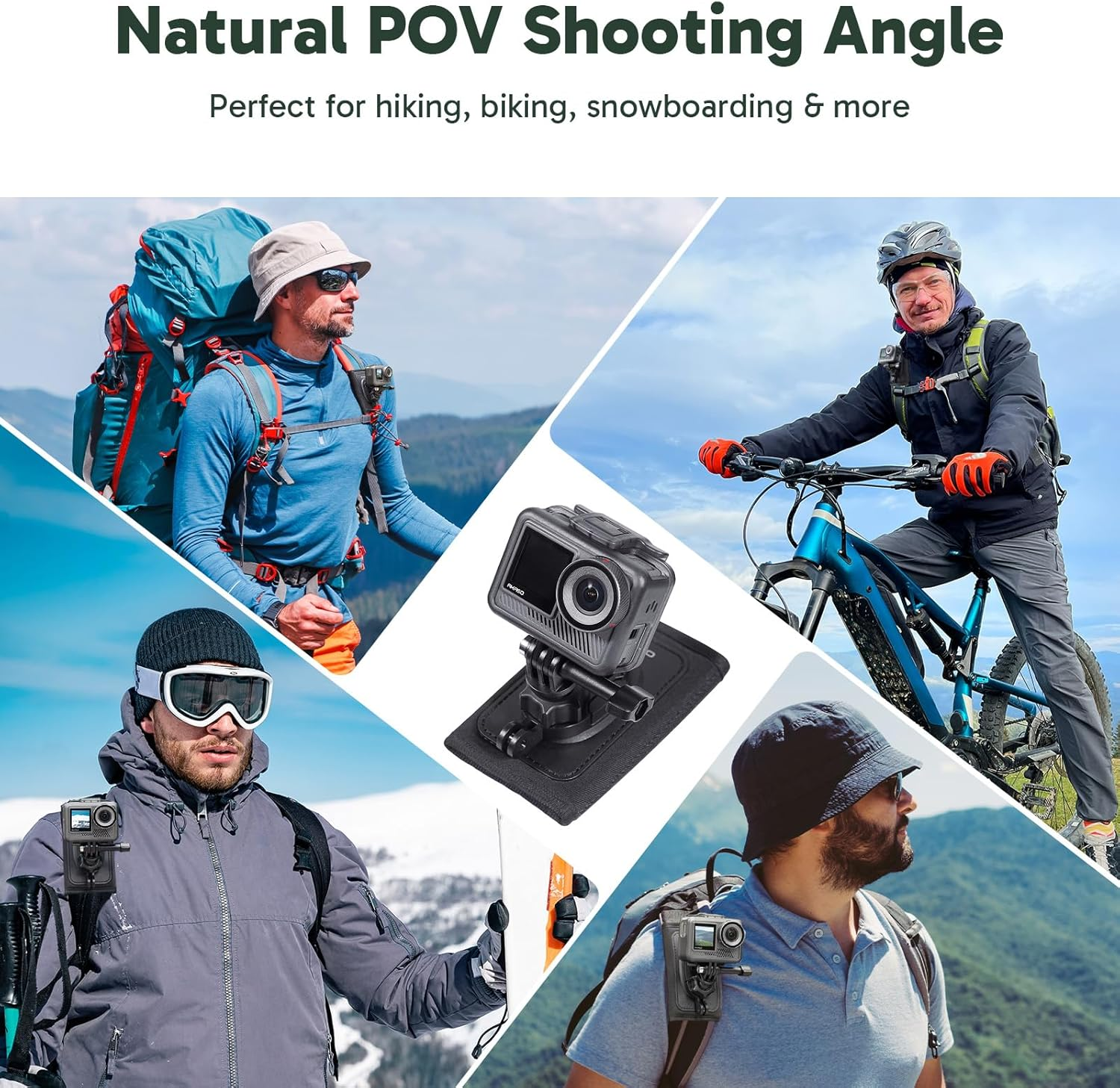 AKASO Backpack Mount Shoulder Strap Clip Holder Compatible with Gopro Hero 13 12 11 10 9 8 Insta360 X5 X4 X3 GO3 Ace Pro DJI Osmo Action Pocket 3 Bike Motorcycle Accessory image number 6