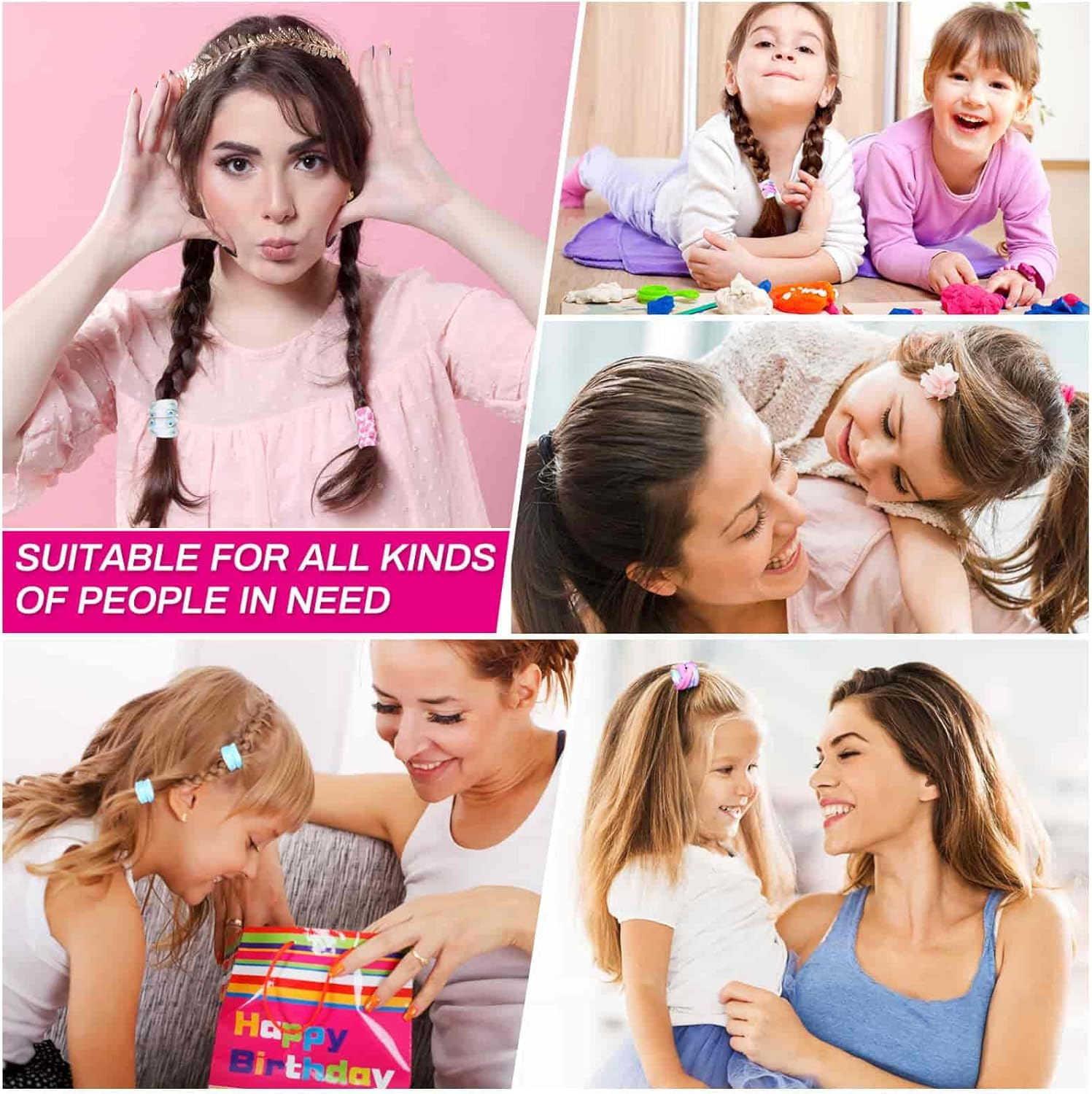 Anezus 54Pcs Hair Ties for Girls and Women, Nylon No Damage Elastics Hair Bands Ponytail Holders, Soft Hair Ties Hair Accessories for Thick Straight Curly Hair, Multi-Colored A - Black image number 6