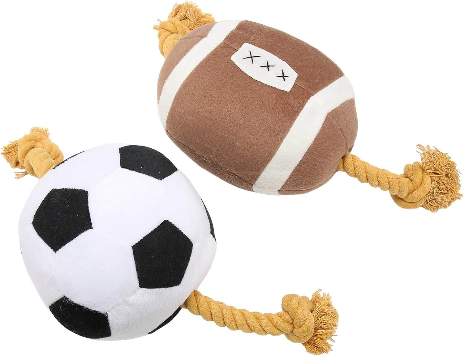 Football Dog Toy, Outdoor Interactive Fun Cotton Rope Football Puppy Toy, Interactive Dog Toys Tug of War Dog Toy Outdoor Dog Ball for Small Medium Large Dogs image number 4