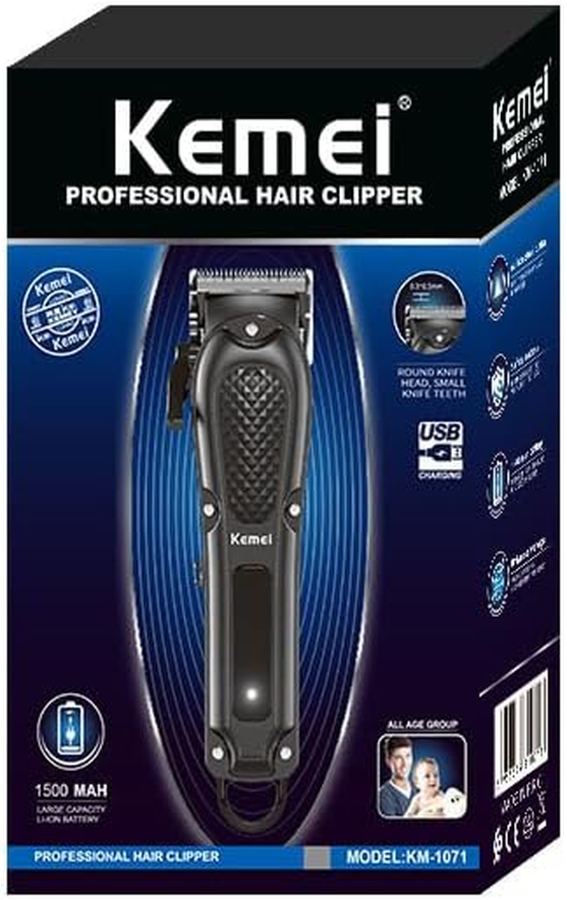 Kemei KM-1071 Electric Hair Clipper UBS Rechargeable Cordless Beard Trimmer Men Powerful Electric Hair Clipper Trimming Tool image number 4