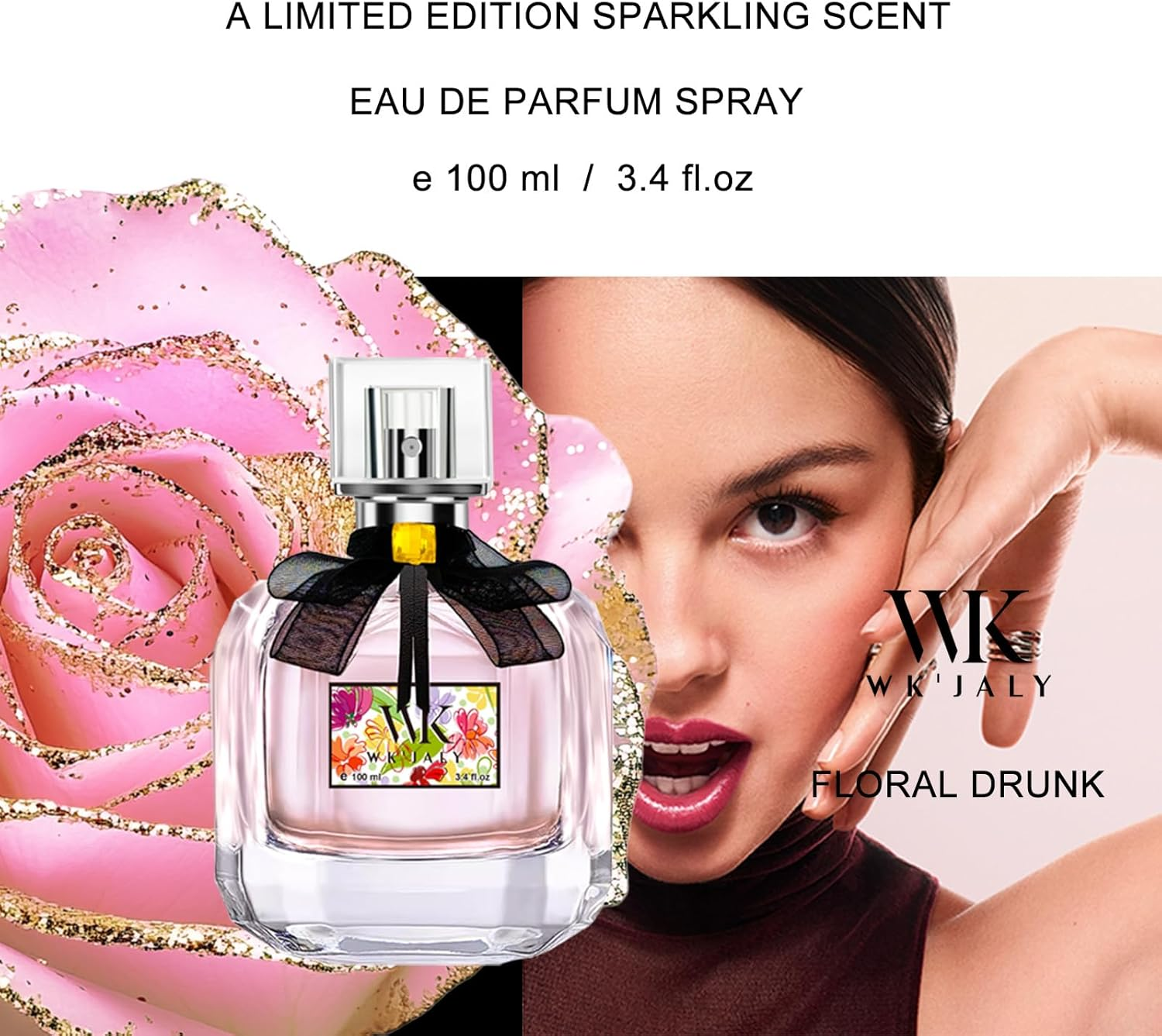 WK JALY Floral Drunk Eau De Parfum Spray, Women'S Perfume, with Notes of Rose, Sandalwood, Long Lasting Fruity Fragrance, 100Ml image number 1