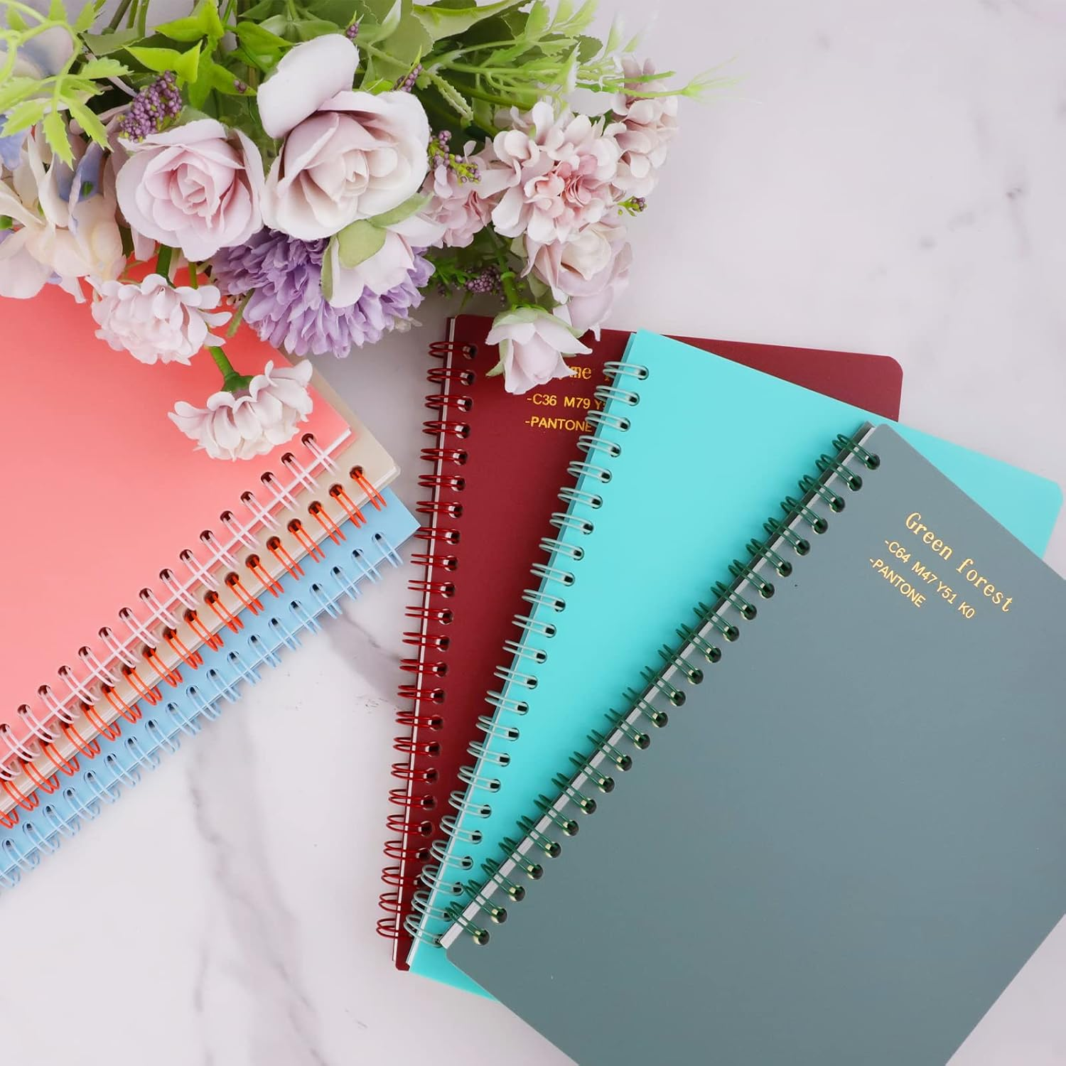 6Pcs A5 Spiral Notebooks, FHDUSRYO Colorful Plastic Cover Notebooks, 6 Color 8Mm Ruled 80 Sheets 160 Pages Journals for Study and Note, Planner, Diary (21X15 Cm) image number 5