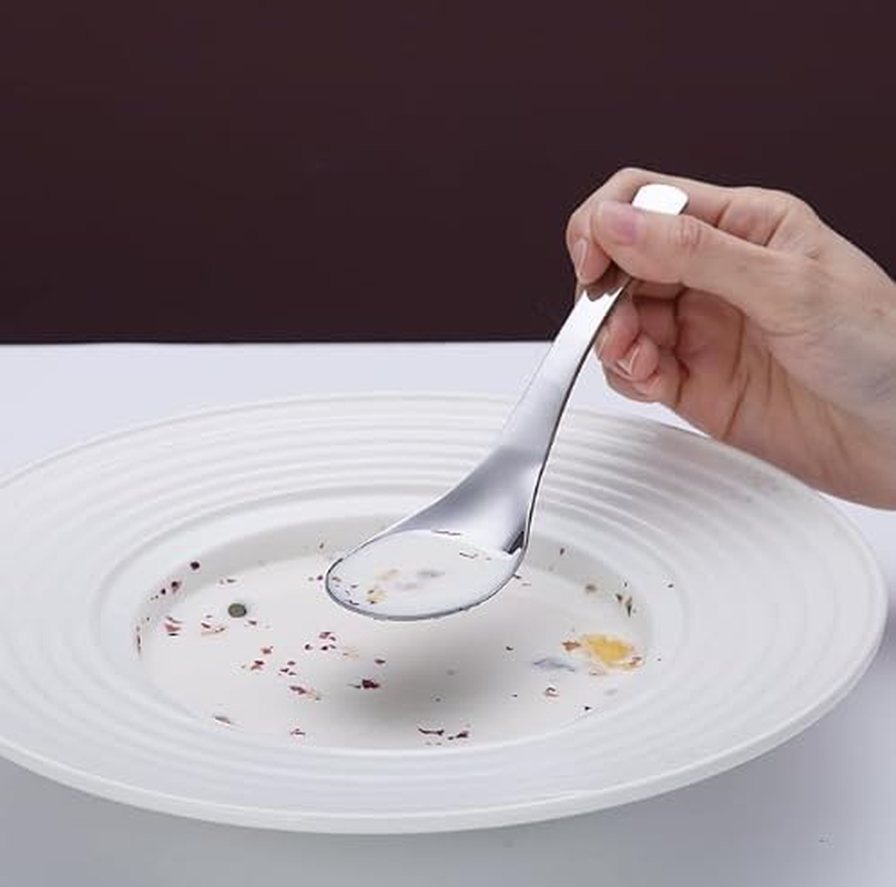 Tiokin Soup Spoons Set of 4,Stainless Steel Table Spoons for Rice Soup,Thick Ramen Spoon, Asian Spoon for Home,Restaurant,Hotel, Dishwasher Safe image number 4