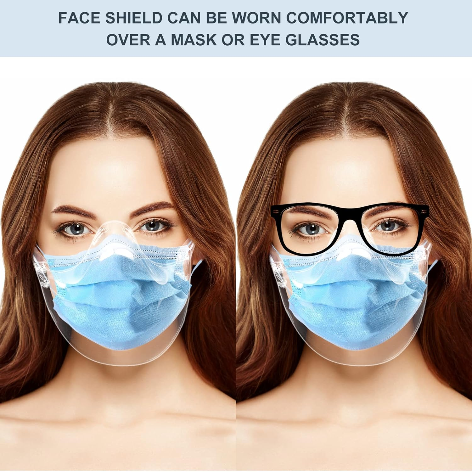 2PCS Transparent Face Shield, Lightweight Anti-Fog Protective Face Mask, Sturdy Breathable Visible Expression Face Mask, Plastic Reusable Washable Clear Face Shield for Men and Women image number 2
