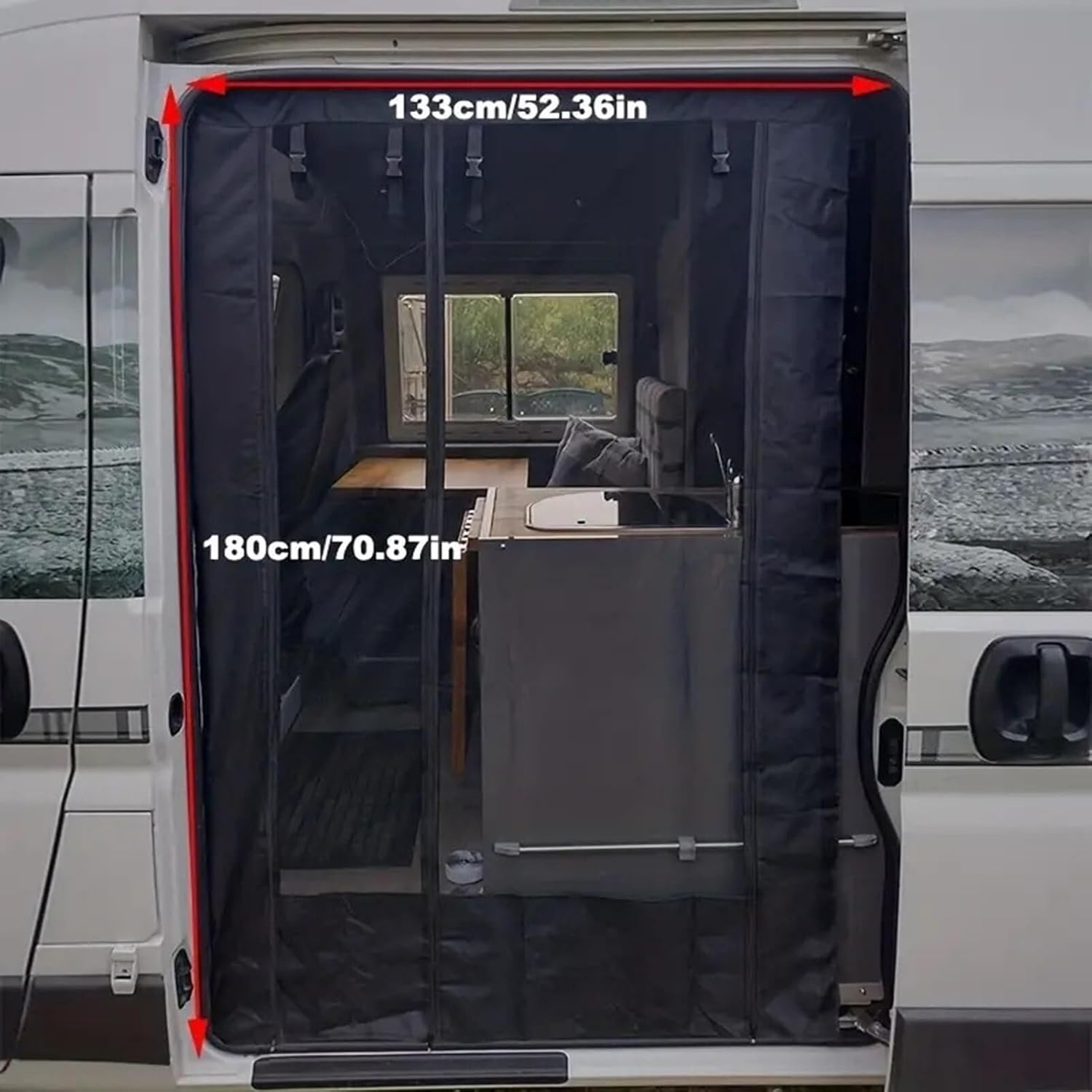 Car Door Screen Mesh, Fly Screen Van Door Net with Zipper, Van Side Door Bug Mesh Mosquito Net, Car Bug Mesh for Outdoor Camping image number 1