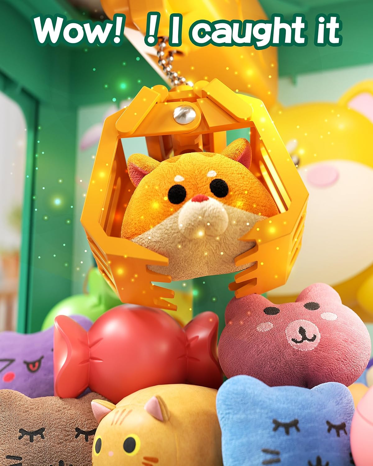 Claw Machine for Kids, Mini Vending Machine with Game Coins & Music, Prize Dispenser Toys for Girls and Boys, Electronic Claw Game Machine for Party Birthdays, Includes 30 Mini Toys (Doggy Green) image number 2