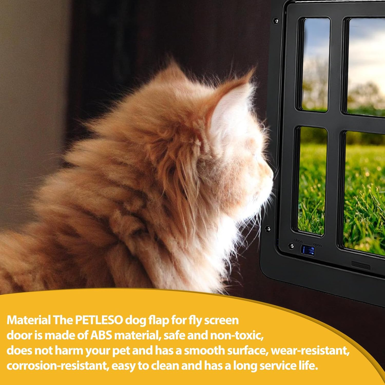 Cat Flap, Fly Screen, 31.5 Cm X 25 Cm, Pet Flap, Fly Screen with Magnet, Lockable, Dog Flap, Cat Door, Pet Door for Cats and Small Dogs (Black) image number 3