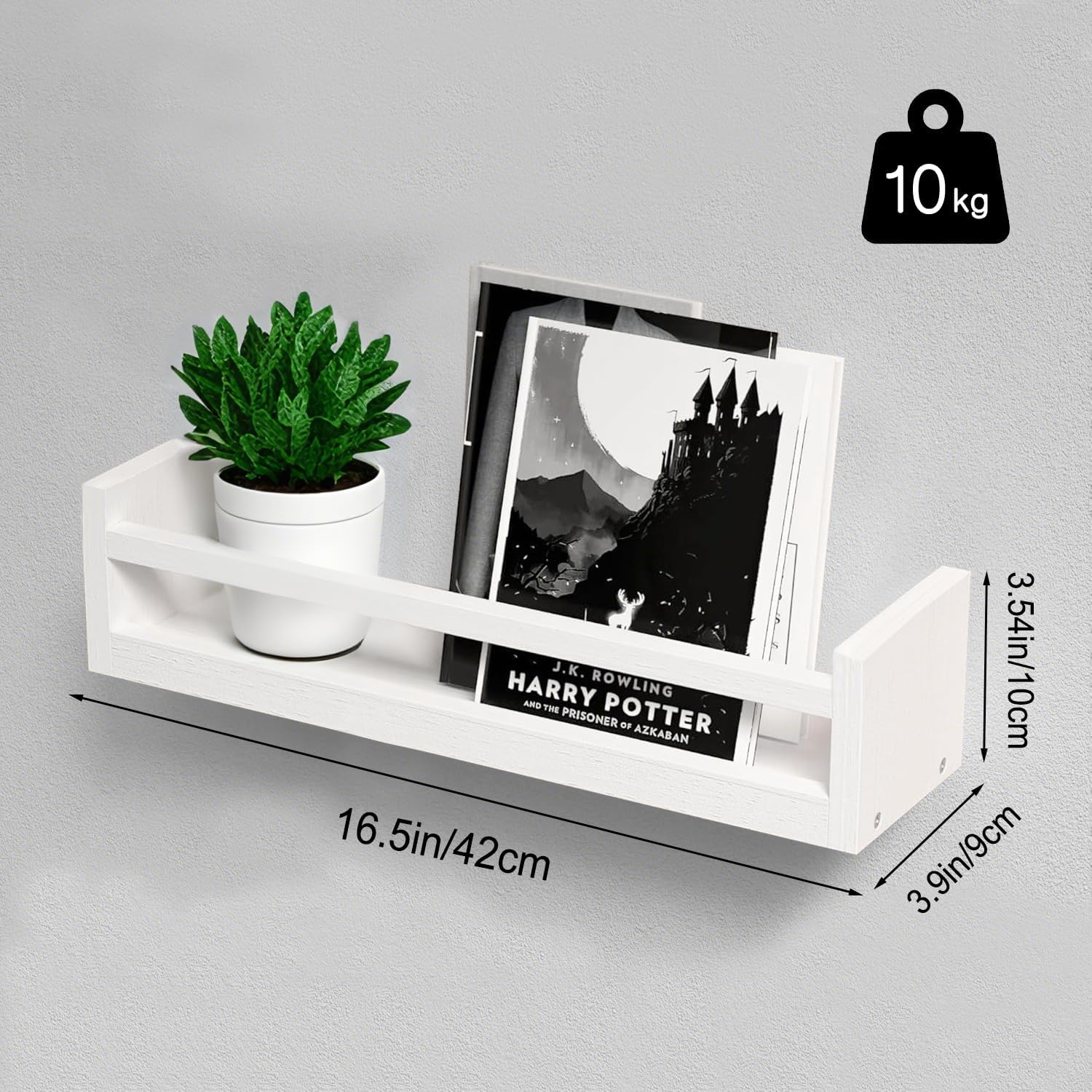 Delsol Floating Nursery Book Shelves for Wall Set of 3,Natural Wood Wall Mounted Bookshelves for Kids Room,Baby Nursery Bedoom Decor (White) image number 1