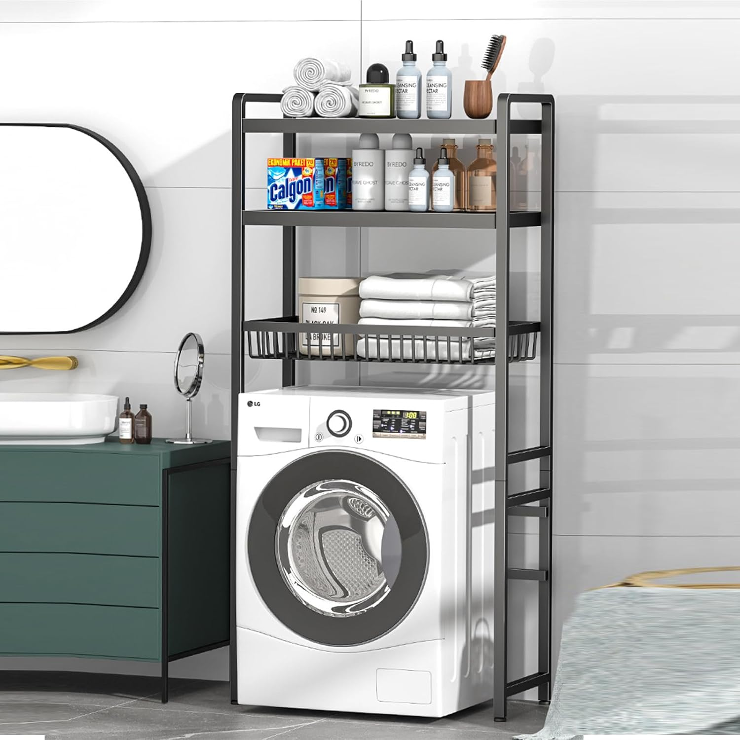 Enliansgo over the Toilet Storage, 3-Tier over Toilet Organizer Rack, Bathroom Organizer Shelf over Toilet, Freestanding above Toilet Shelf for Bathroom, Laundry, Bathroom Stand Organizer Space Saver image number 4