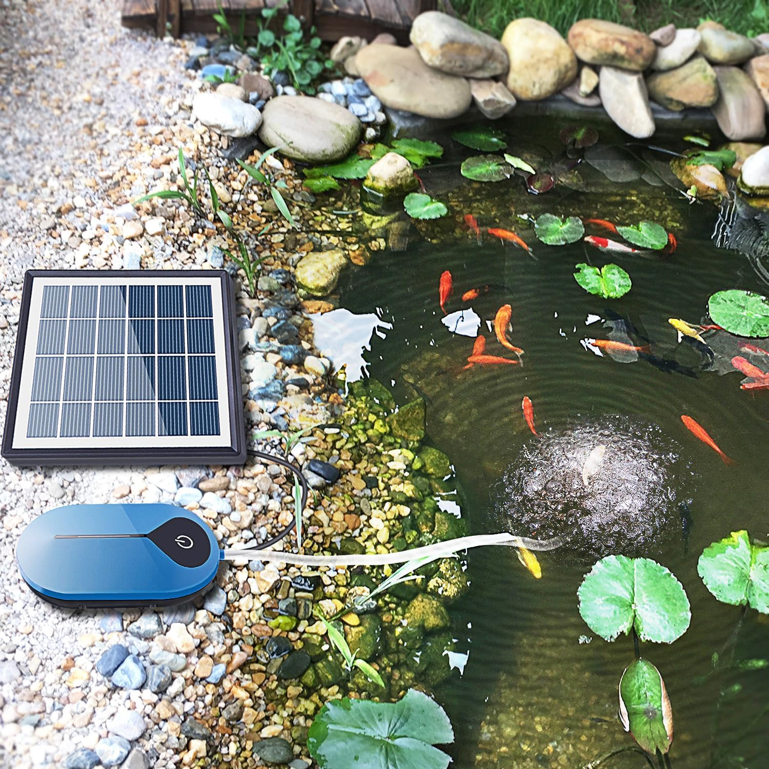 Meichoon Solar Aquarium Air Pump 1.5W Oxygenator 3 Modes Pond Bubbler Oxygenation for Fish Tank Aquarium Gardening Water Circulation MY09 image number 3