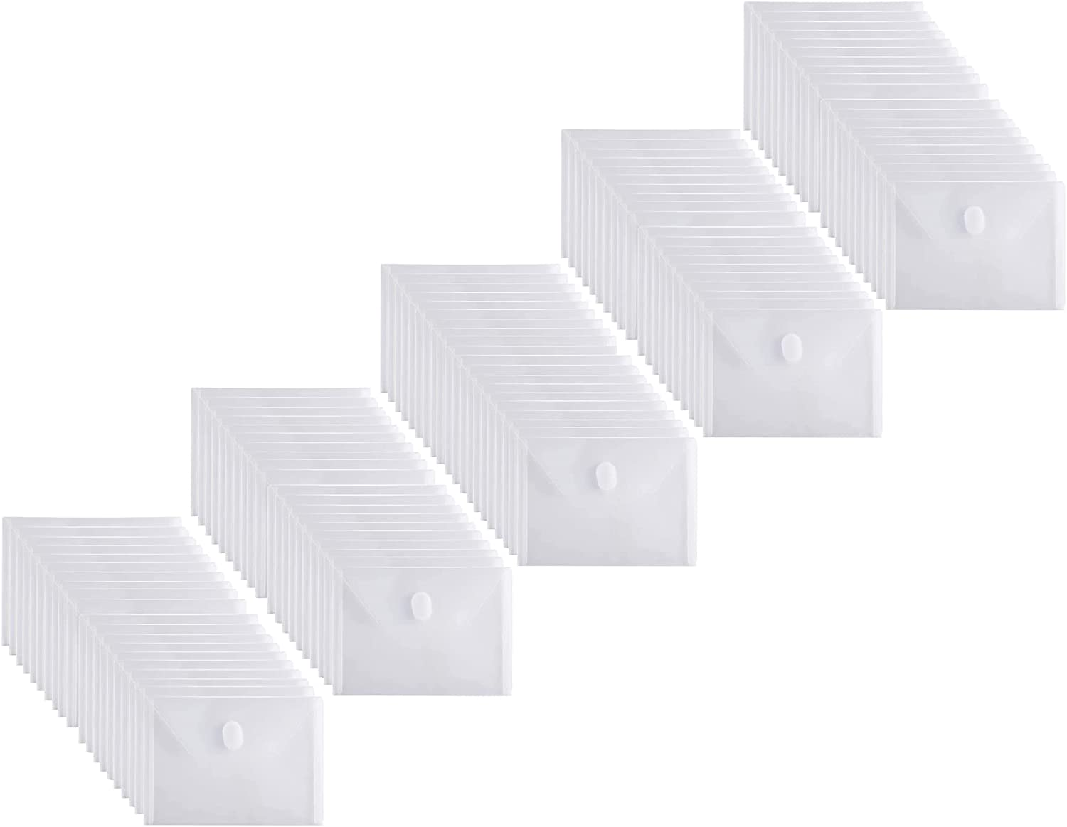 5X7 Small Plastic Envelopes Hook Loop Closure Receipt Storage Holder 80 Pack (Clear-80 Pack)