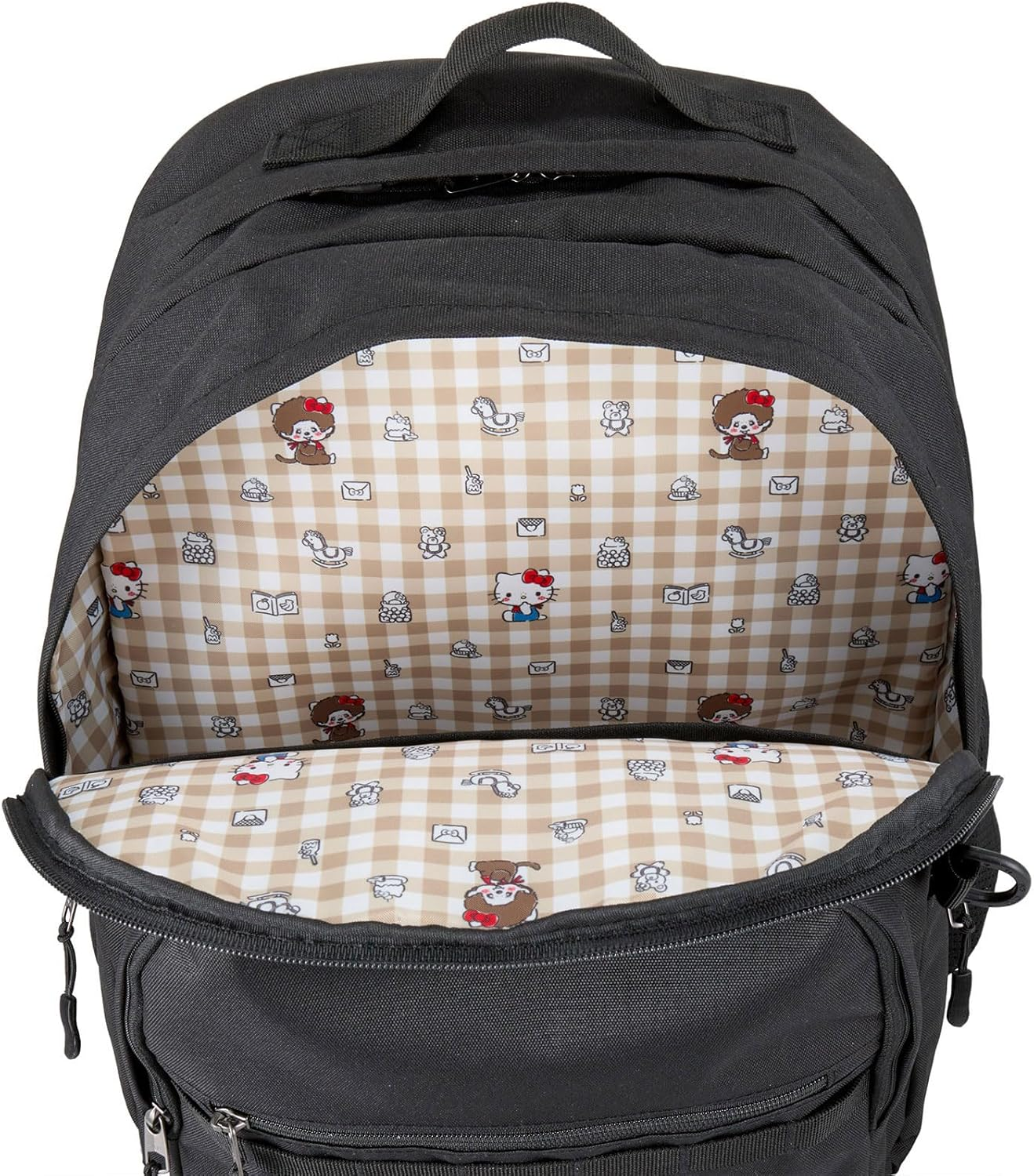 Schifle SA21 Women'S Backpack School Bag Suitcase Can Be Carry-On Black Monchhichi X Hello Kitty One Size, SA21. Black Monch X Hello Kitty, Free Size image number 3