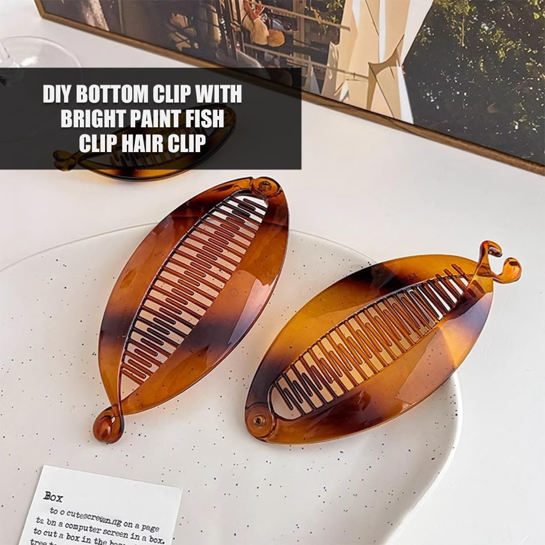 Pack of 4 Banana Clips Hair Clips Banana Fish Combs Fish Clips Banana Clip Hair Tinted Comb Handle Size 14 Cm for Women Girls Vintage Fishtail Hair Clip French image number 2