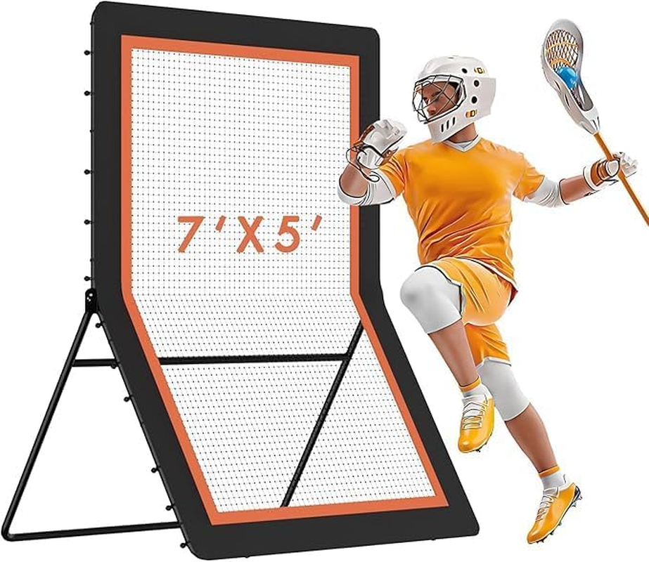 Lacrosse Rebounder 2.3&times;1.65M, Throwback Net with 5 Bounce Back Rebound Angles, Pitch Back Return Net, Rebound Wall for Lacrosse, Baseball, Softball, Soccer, Football, Basketball, Volleyball, Tennis
