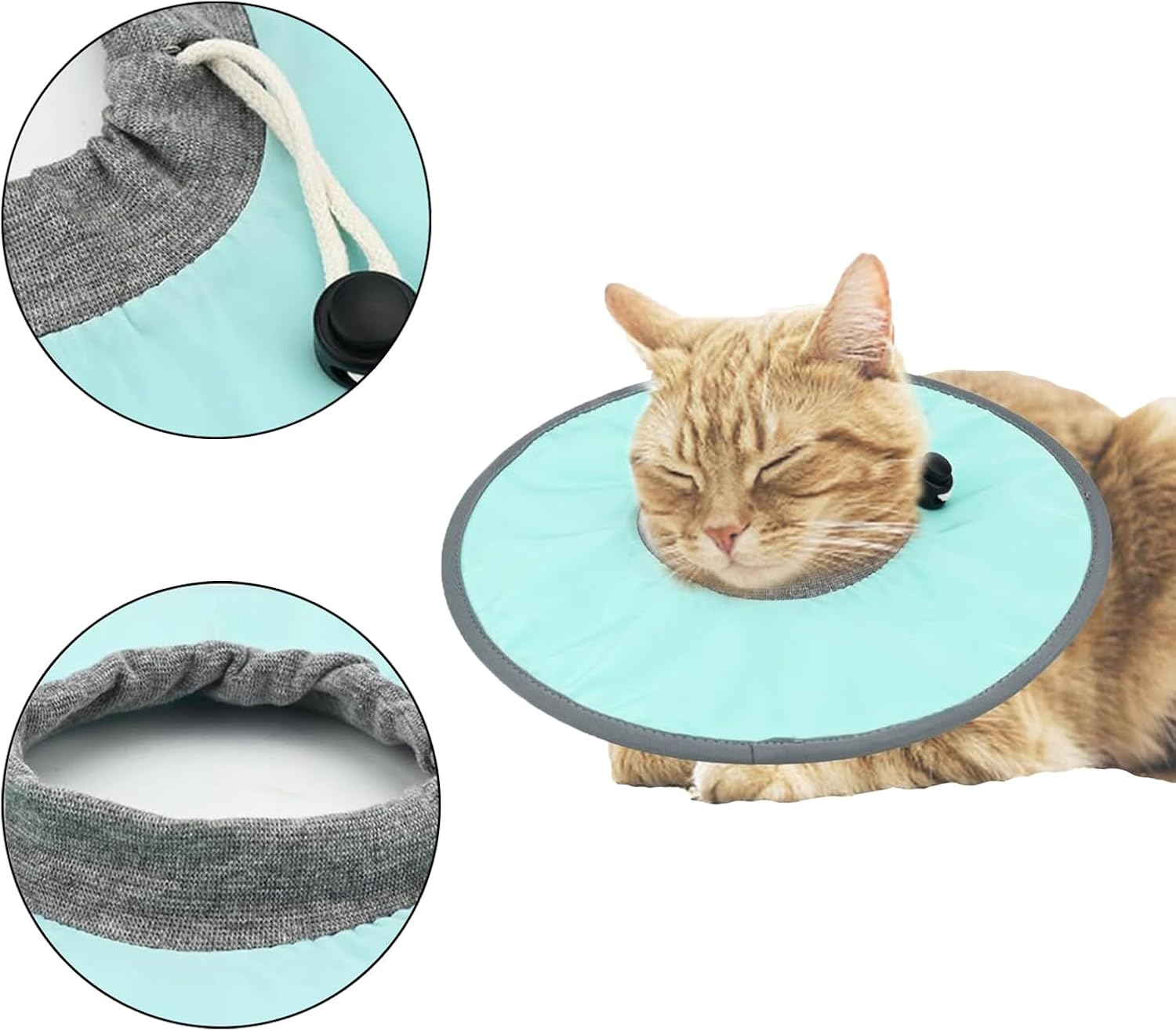 NIYATA Cat Collar, anti Licking Soft Foldable Adjustable Elizabethan Collar Post Surgery Recovery for Cats Leak-Proof Waterproof (Green) image number 5