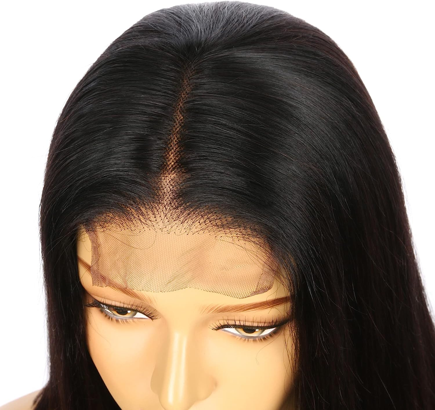 Natural Brown Black 100% Human Hair 4-4 Lace Closure Women Wig, 14 Inch Short Shoulder Length Bob Style Brazillian Hair 150% Density with Baby Hair,Hand Made Wig image number 5