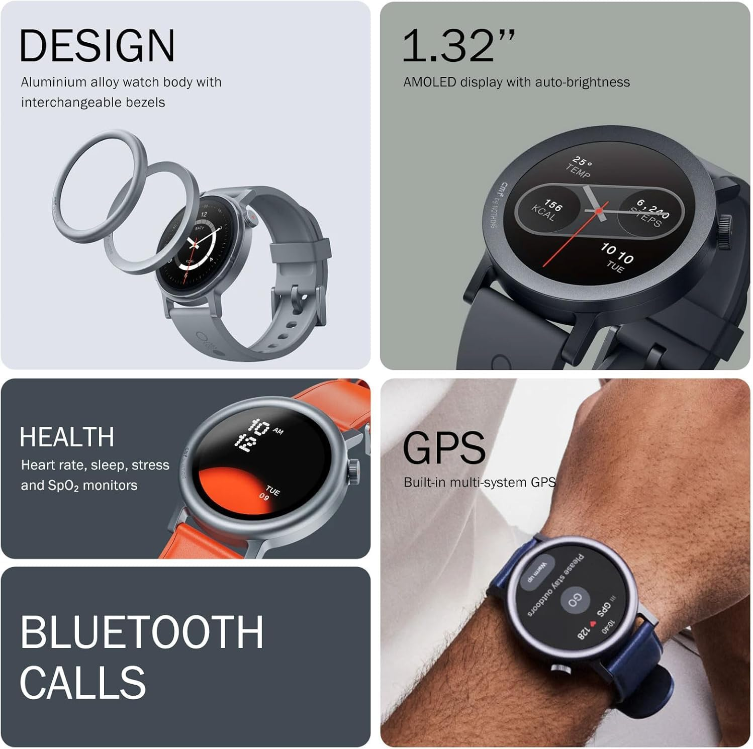 2025 New CMF by Nothing Watch Pro 2 Smartwatch, Fitness Tracker with Heart Rate, Monitoring,120 Sports Model, Bluetooth Calls with AI Noise Reduction, IP68 Waterproof with GPS for Android Ios Ash Grey image number 6