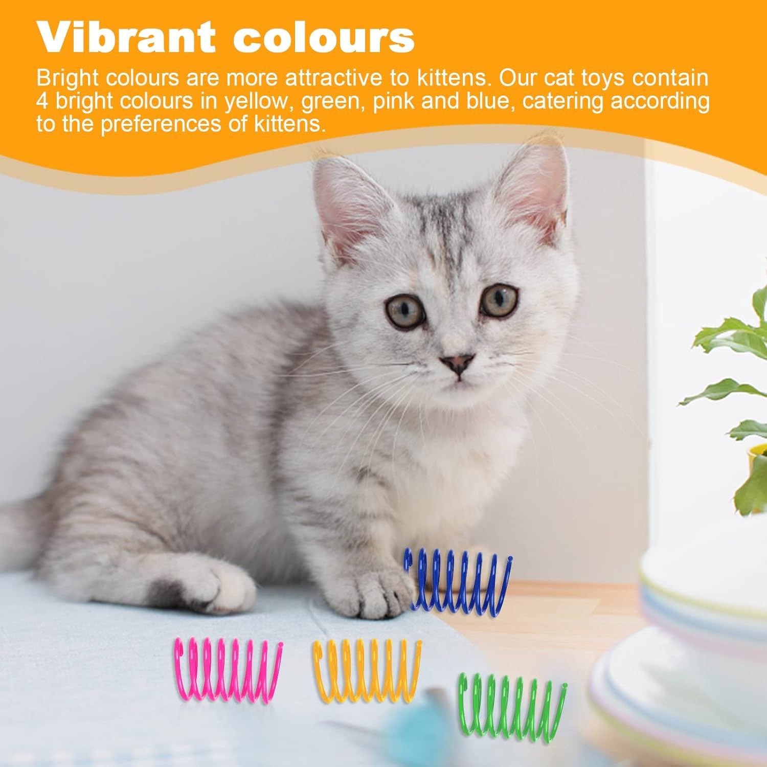 Delamiya Cat Spring Toy, Pack of 100 Cat Toys, Colourful Creative Plastic Spiral Springs for Cats, Interactive Toy for Cat, Novelty Toy for Biting, Hunting image number 1