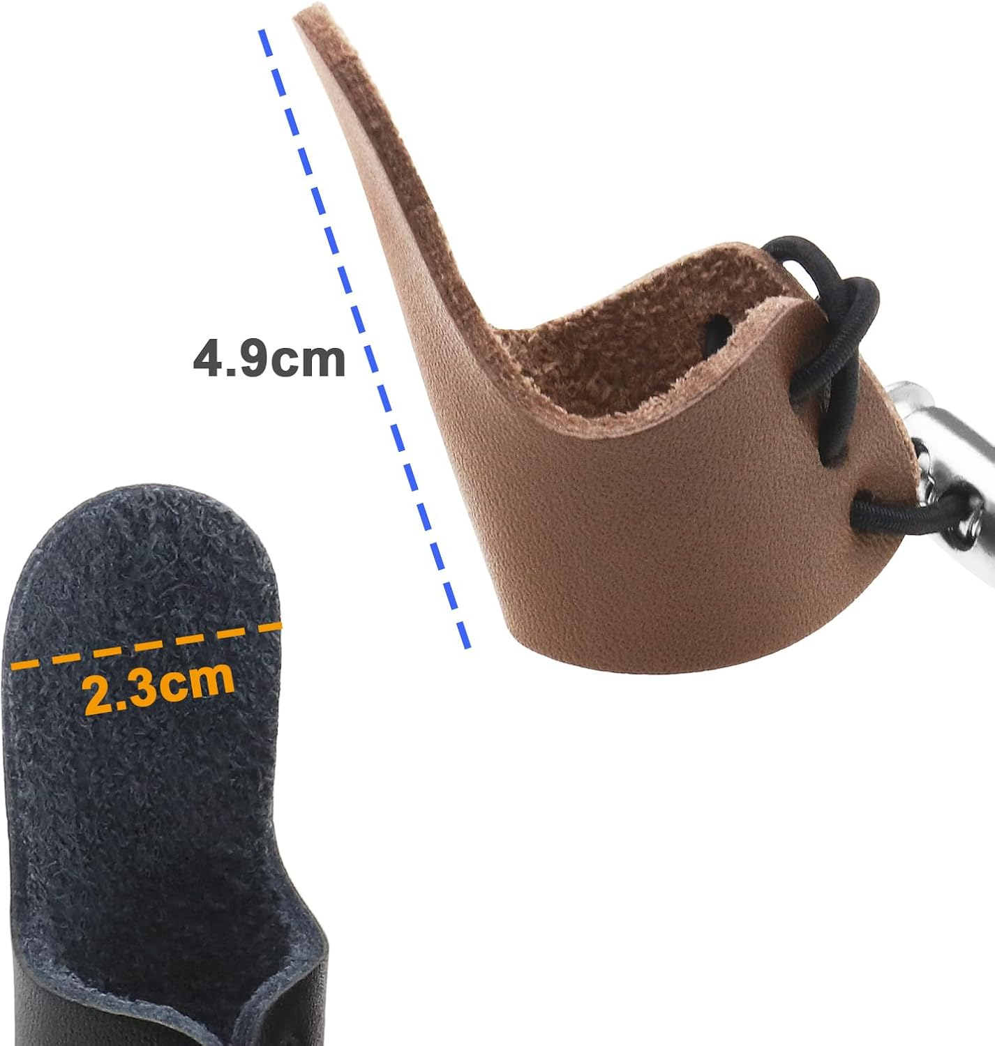 Emsea 4Pcs Finger Protection Pad Finger Gloves Archery Finger Tab Leather Thumb Ring Arrow Finger Pad Sport Accessories 4.9X2.3Cm image number 4