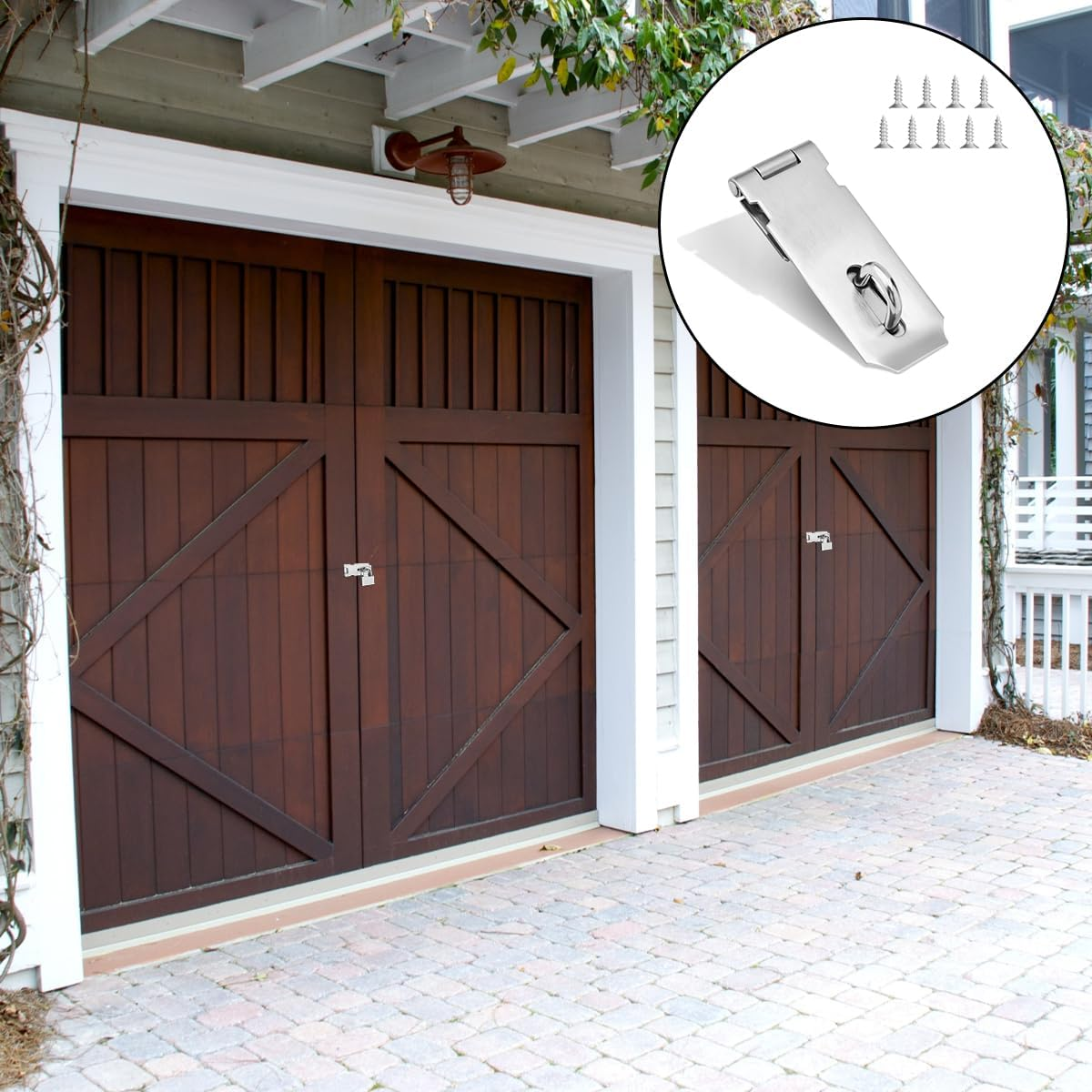 WELANE Door Locks Hasp Latch, Stainless Steel Gate Lock Hasp with Screws for Doors, Cabinets, Pet Cage (10 X 3.9Cm) image number 5