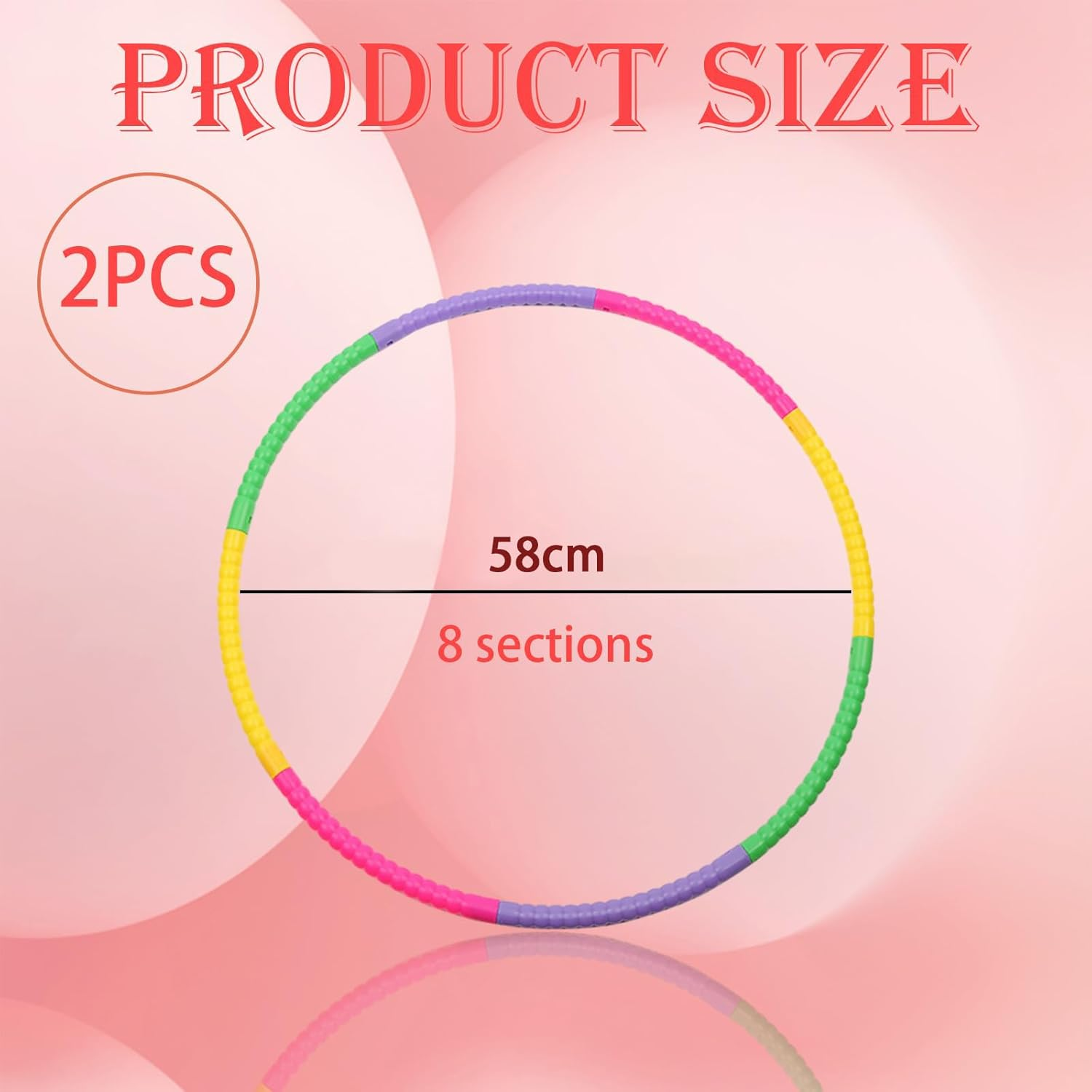 Children'S Hula Hoop Set of 2 (58 Cm, 100 G) - Hula Hoop for Children 3-12 Years with 8 Segments - Hula Hoop for Outdoor Sports and Family Games