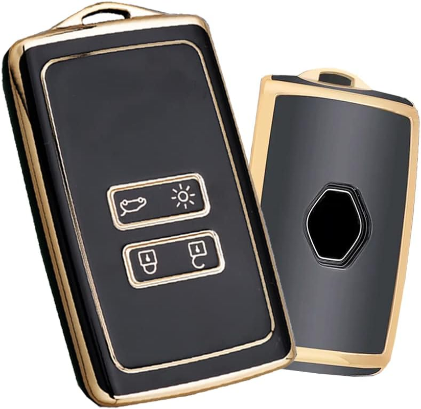 HIBEYO Key Fob Cover for Renault Kadjar Koleos Clio Scenic Megane Duster Sandero Captur Twingo 4 Button Key Shell Smart Key Cover for Renault Accessories-Blue