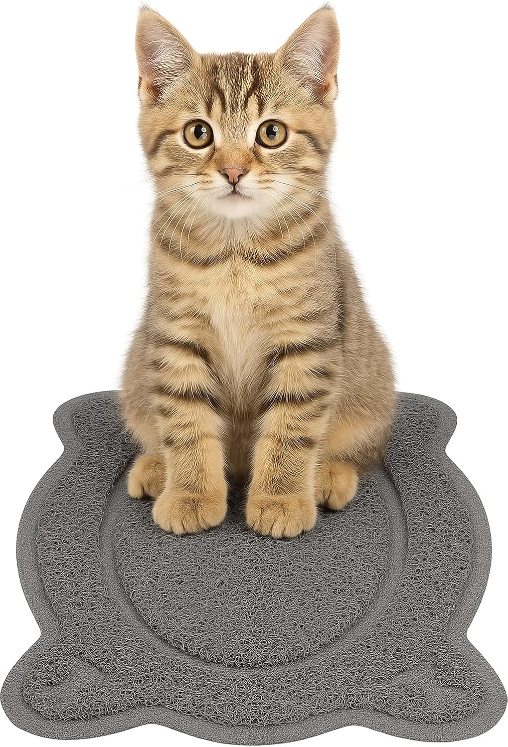 Flamingo Randy Cat Litter Tray Mat - Grey | 58.5 &times; 38 Cm | Clean Paws & Clean Floor!