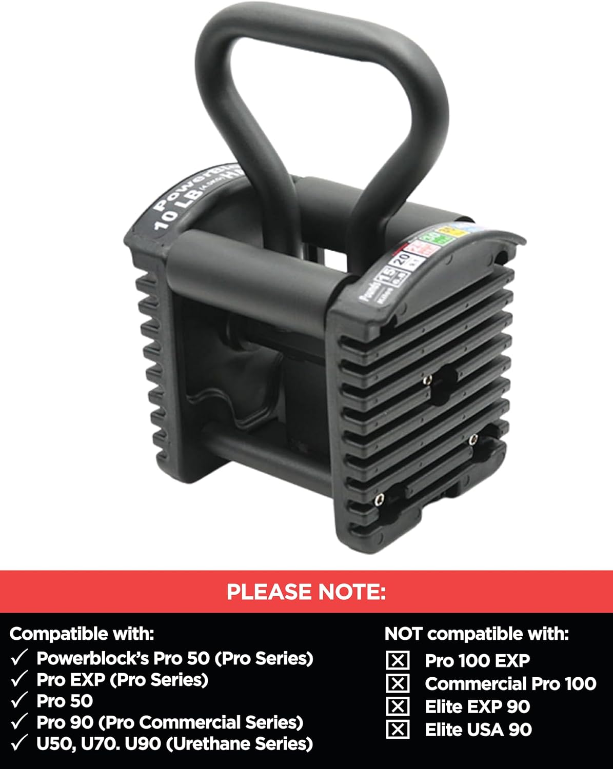 Powerblock Pro Series Kettlebell Handle &ndash; Compatible Pro Series Dumbbells, Strength Training Accessory, for Home Gym & Commercial Use, Workout Equipment