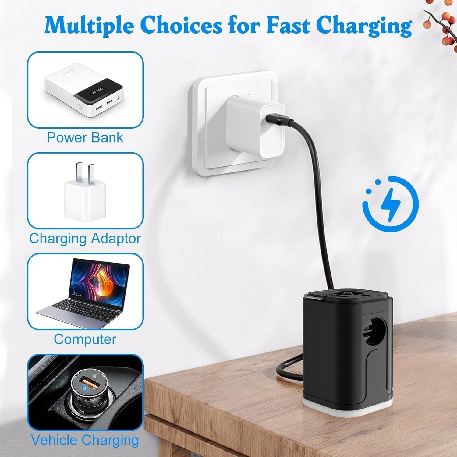 Electric Air Pump for Inflatables, Portable Air Pump 4.0 Kpa, 2400Mah Rechargeable Mini Pump with Led Light, Quick Inflate Deflate for Air Mattress Couch Pool Floats,Vacuum Bags,Yoga Exercise Ball