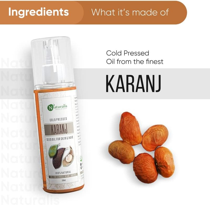 Naturalis Essence of Nature Cold Pressed Karanj Carrier Oil for Hair and Skin, 200 Ml image number 6