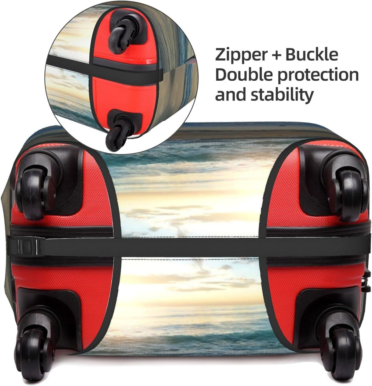 Ocean Sunset Luggage Cover Washable Suitcase Protector Anti-Scratch Suitcase Cover Fits 18-32 Inch Luggage image number 1