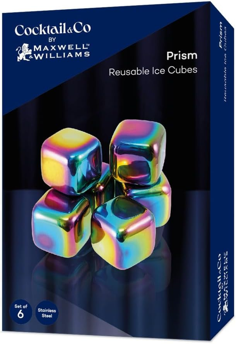 Maxwell & Williams Cocktail & Co Prism Reusable Ice Cubes Set of 6 Rainbow image number 1